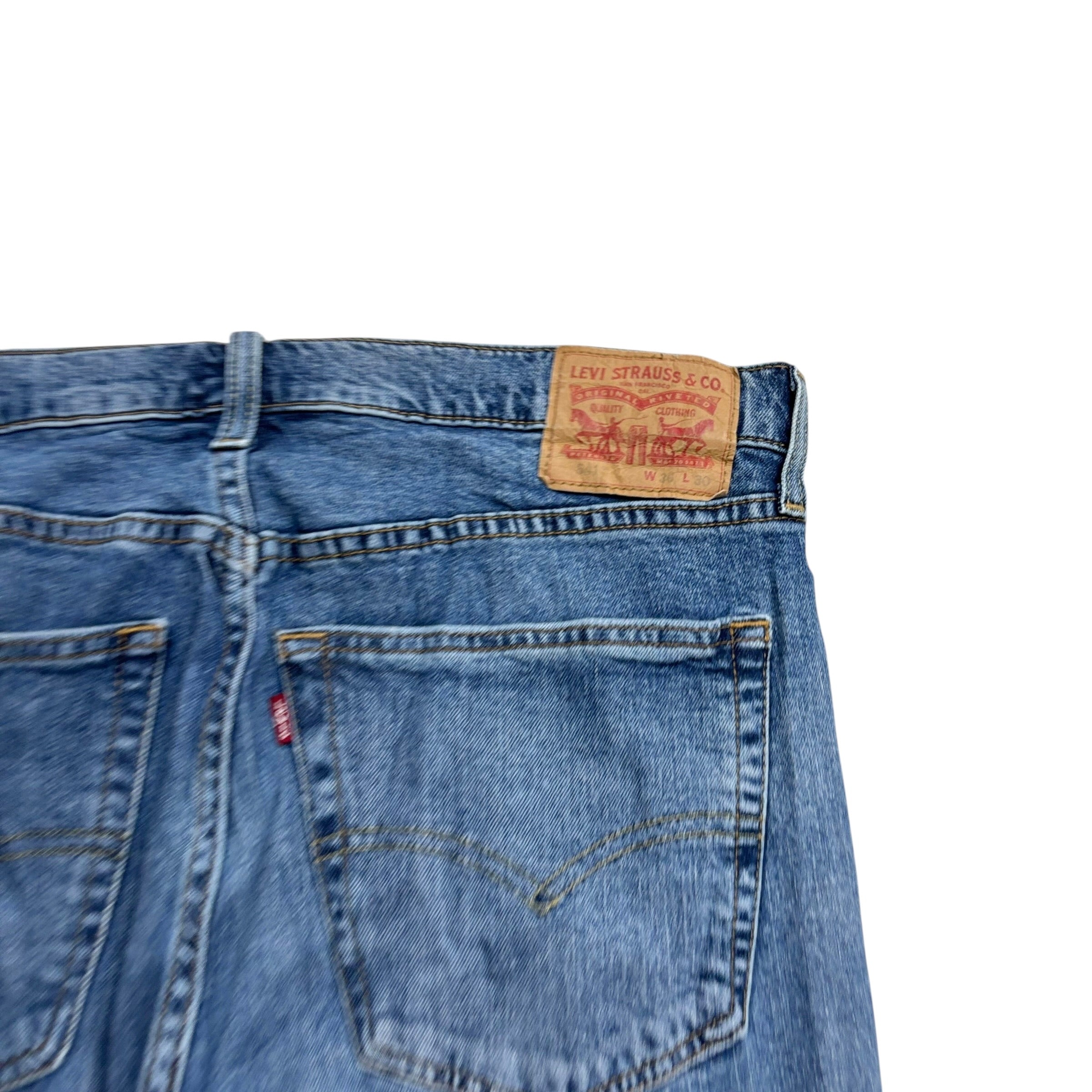 Levis 541 Jeans W36 L30 Mens Mid Blue Athletic Tapered Fit Stretch Denim (E)