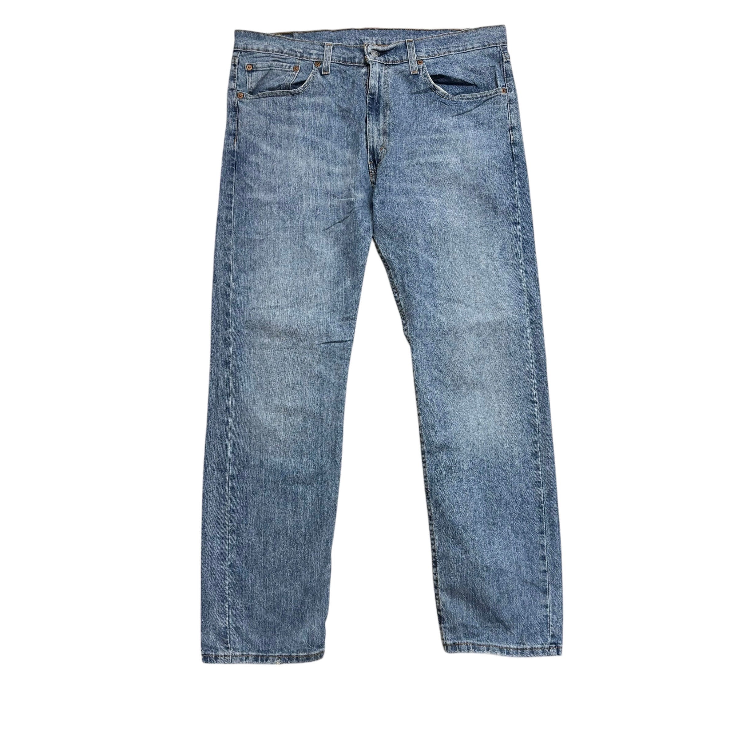 Levis 505 Jeans W36 L30 Mens Light Blue Regular Straight Fit Stretch Denim (F)