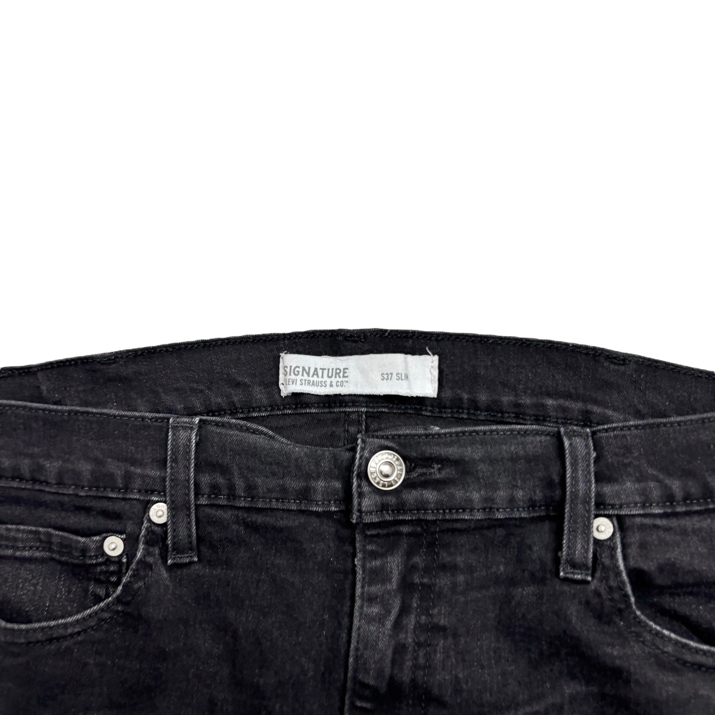 Levis Signature Jeans W38 L30 Mens Black Slim Fit Stretch Denim (E)