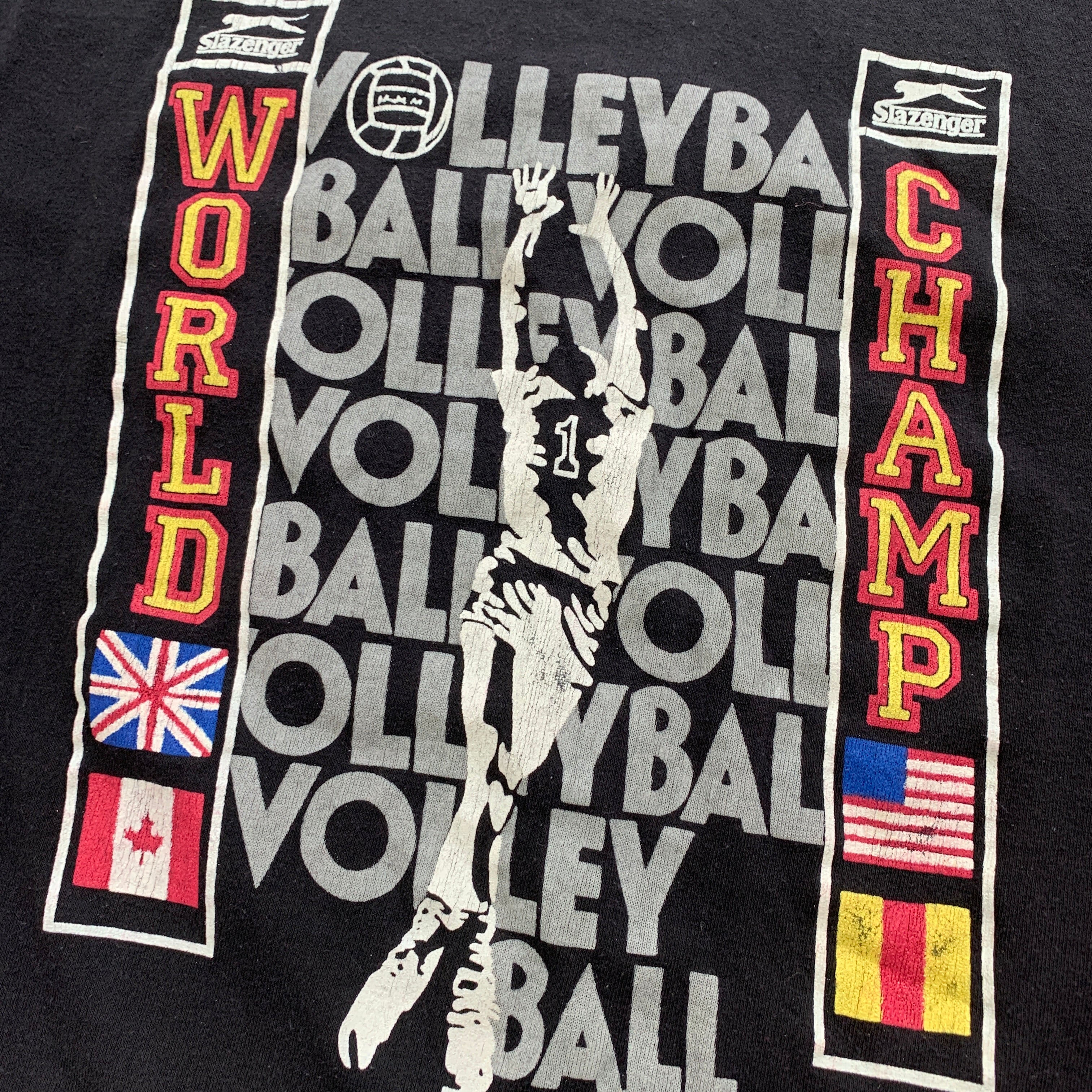 Vintage T Shirt Mens Small Black Single Stitch Graphic Print 90s USA Volleyball