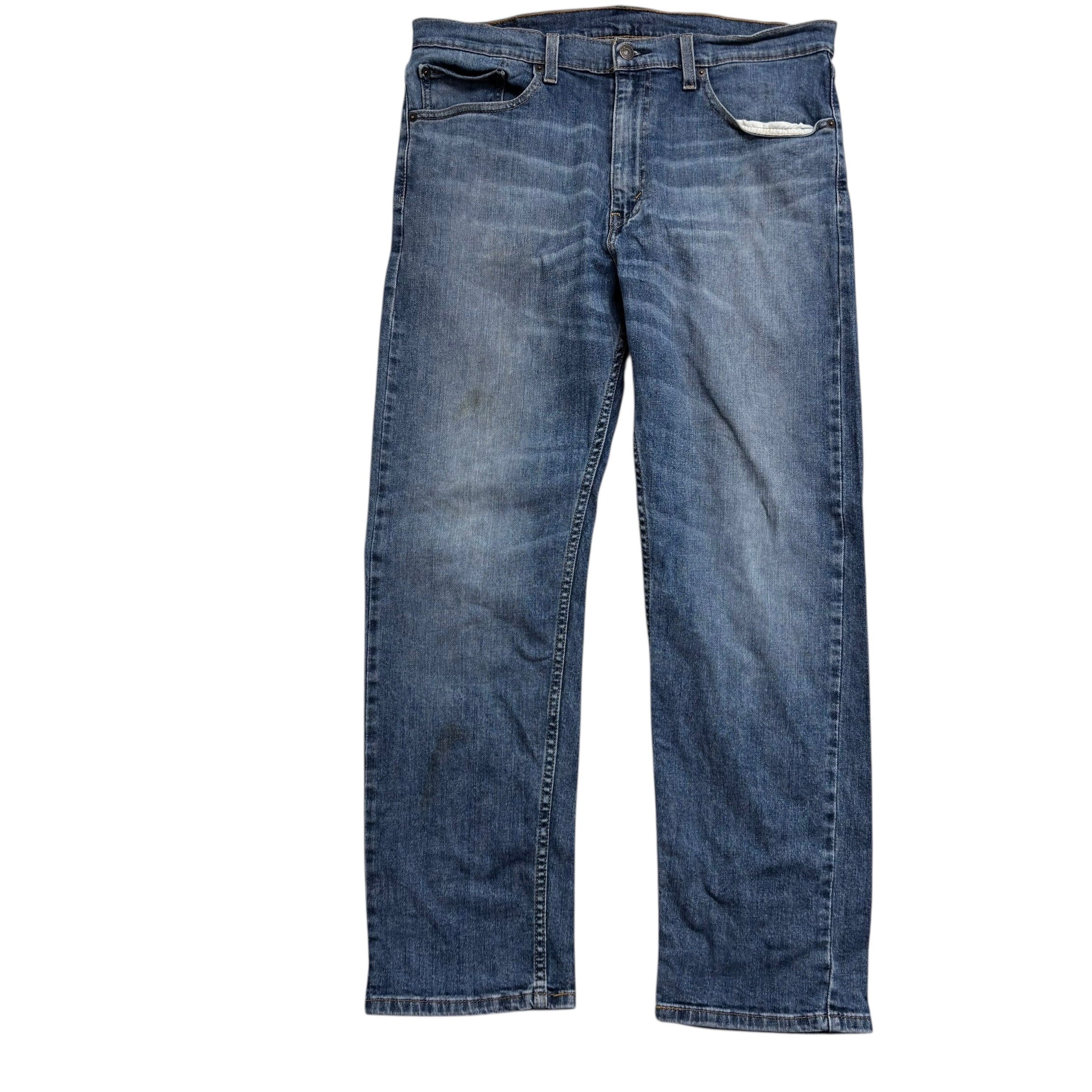 Levis 505 Jeans W36 L30 Mens Mid Blue Regular Straight Fit Stretch Denim (F)