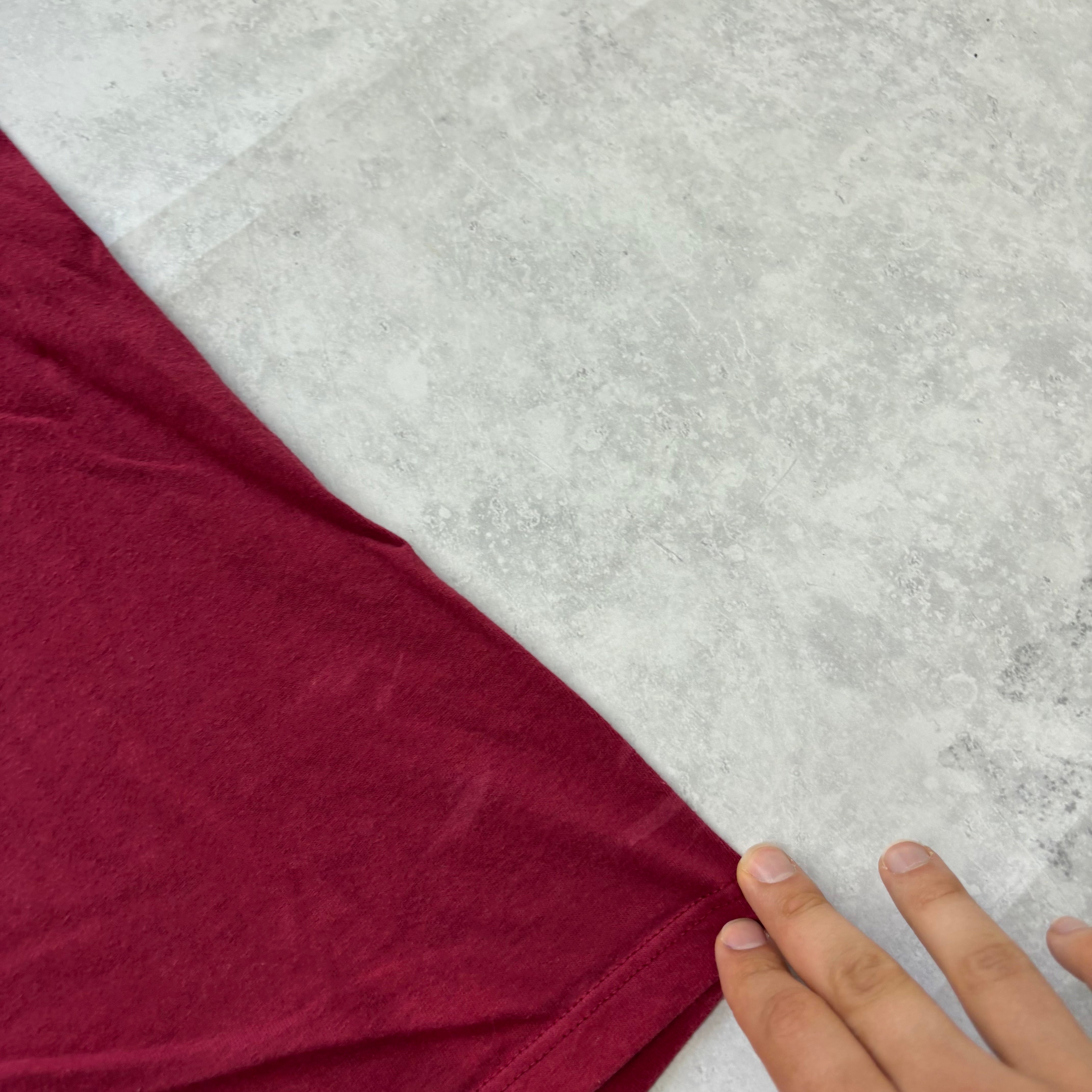 Vintage T Shirt Mens XL Burgundy Single Stitch Graphic Print 90s USA (F)