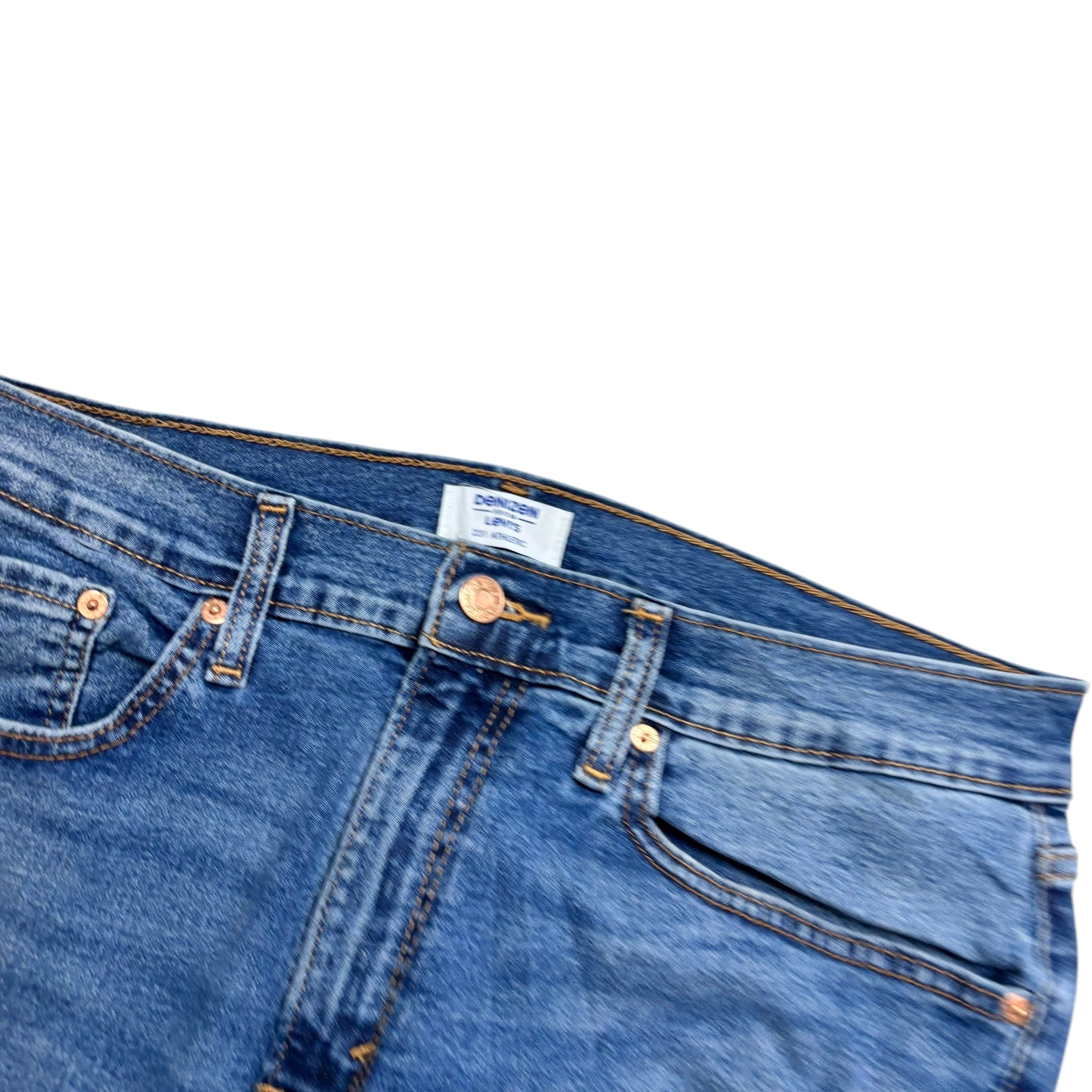 Levis Denizen Jeans W34 L30 Mens Mid Blue Athletic Tapered Fit Stretch (E)