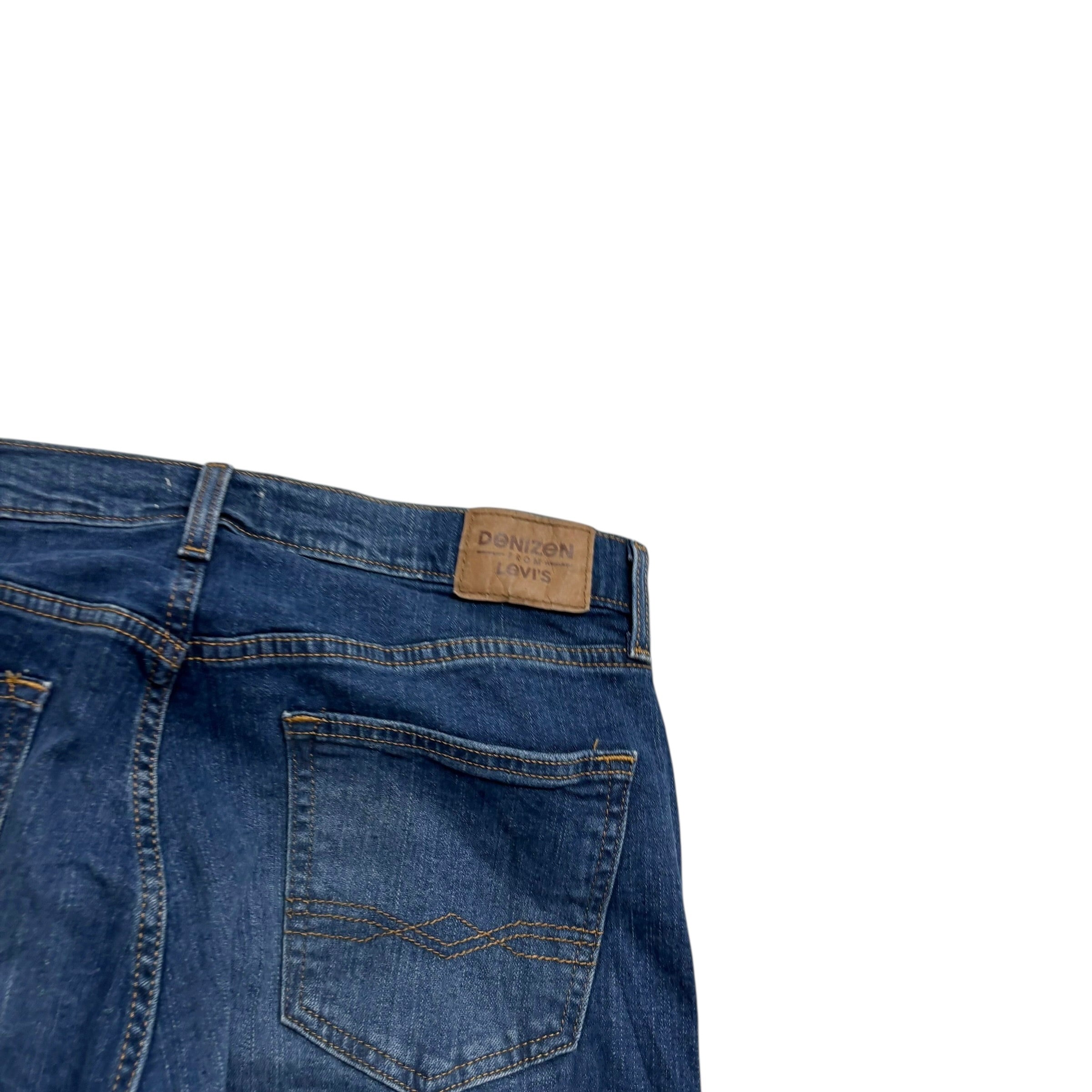 Levis Denizen Jeans W34 L32 Mens Dark Blue Relaxed Straight Fit Stretch Denim (E)