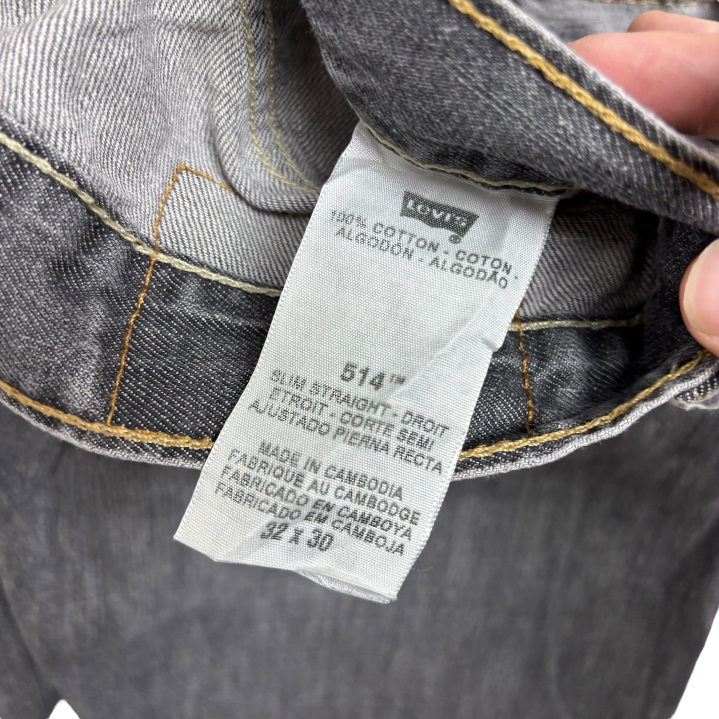 Levis 514 Jeans W32 L30 Mens Grey Regular Straight Fit Vintage Denim