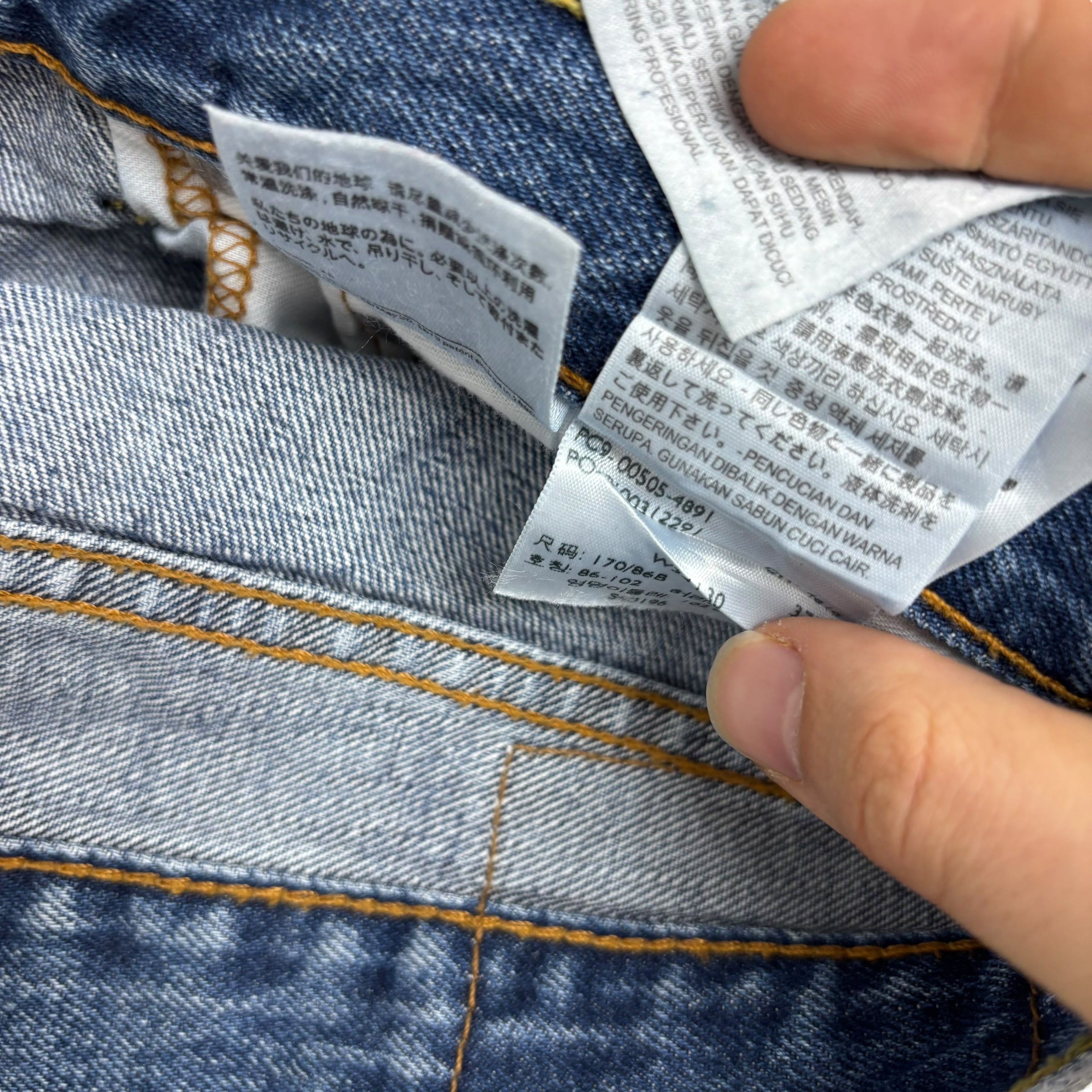 Levis 505 Jeans W34 L30 Mens Mid Blue Regular Straight Fit Denim (E)