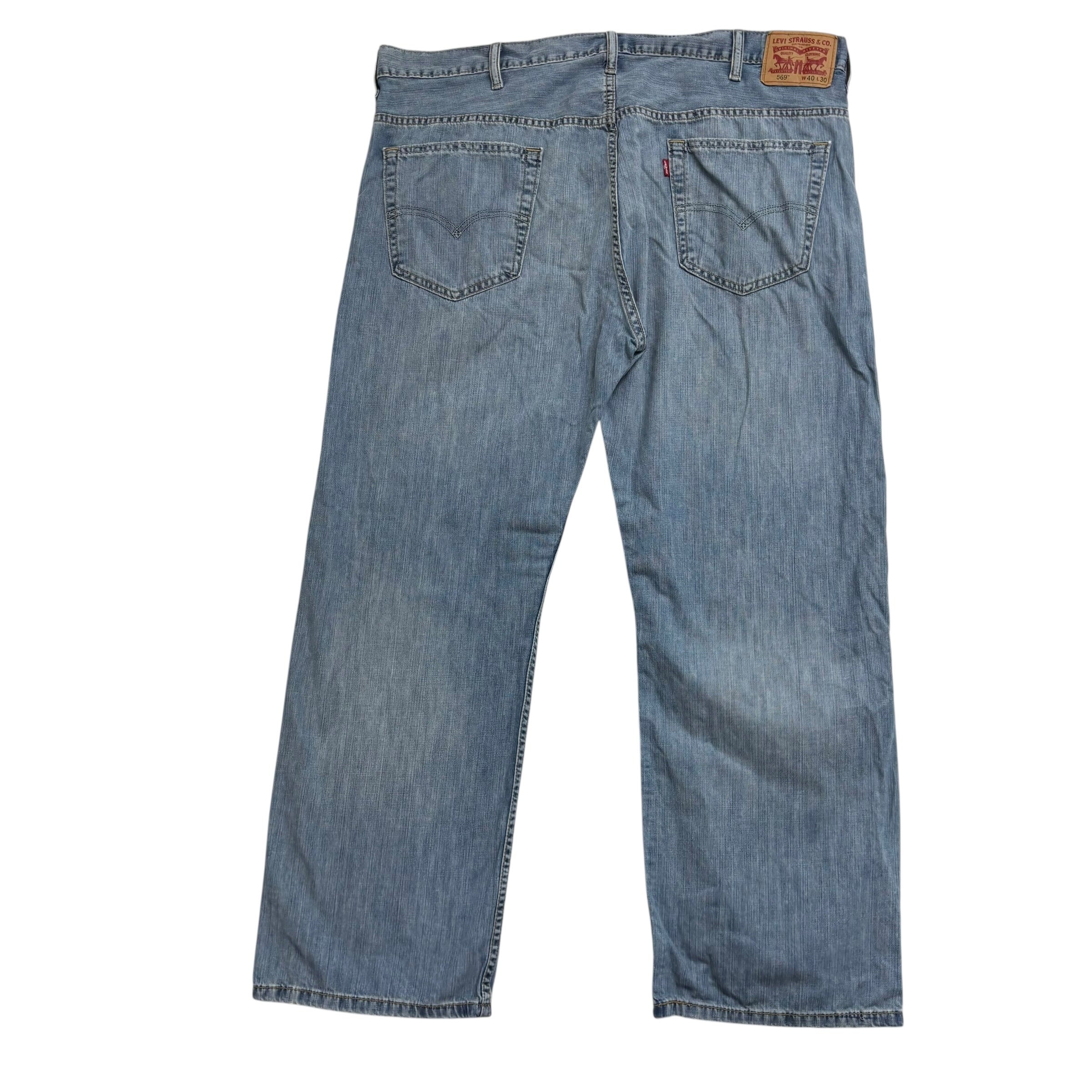 Levis 569 Jeans W40 L30 Mens Light Blue Baggy Relaxed Straight Fit Denim (E)