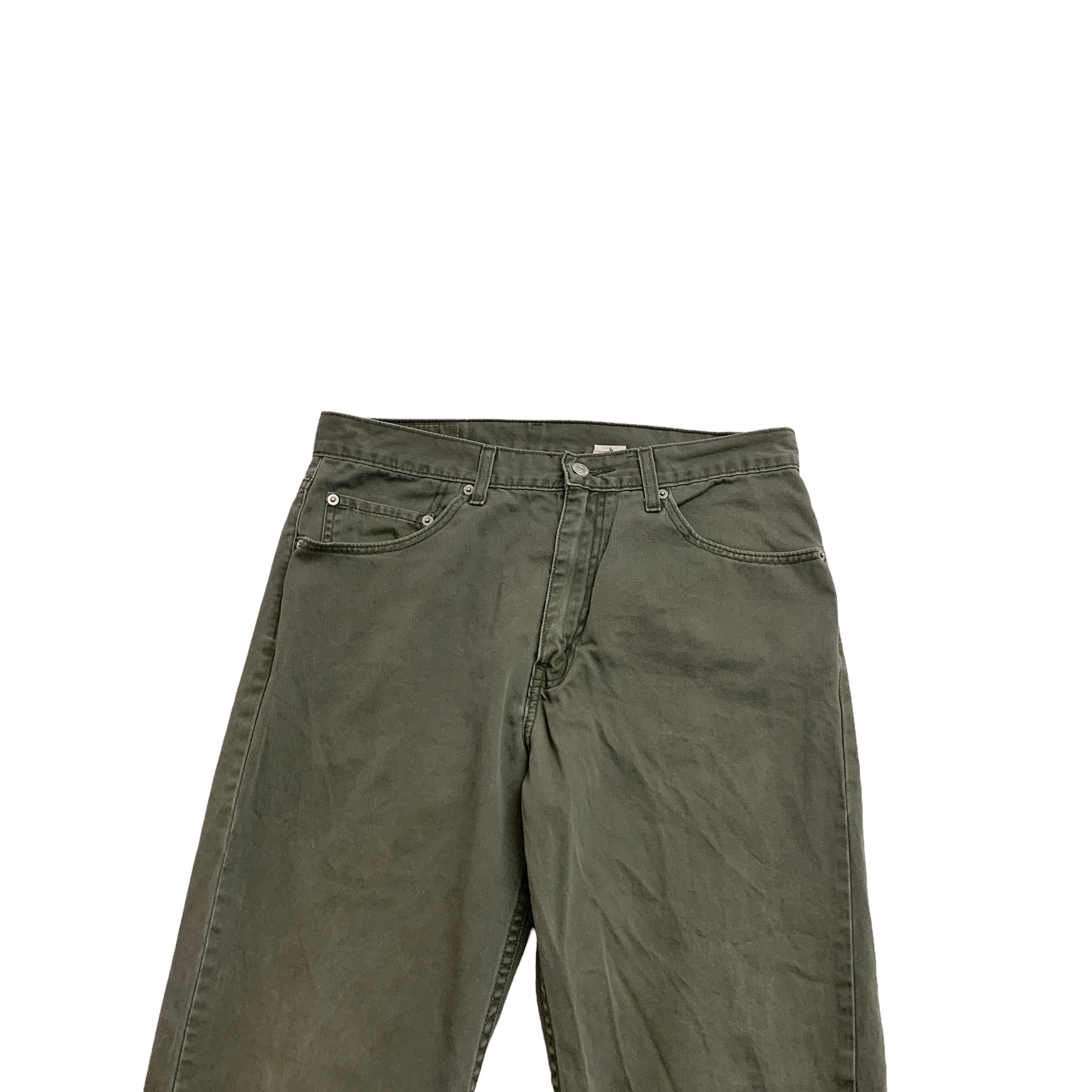 Levis 505 Trousers W34 L30 Mens Green Regular Straight Fit Cotton Pants