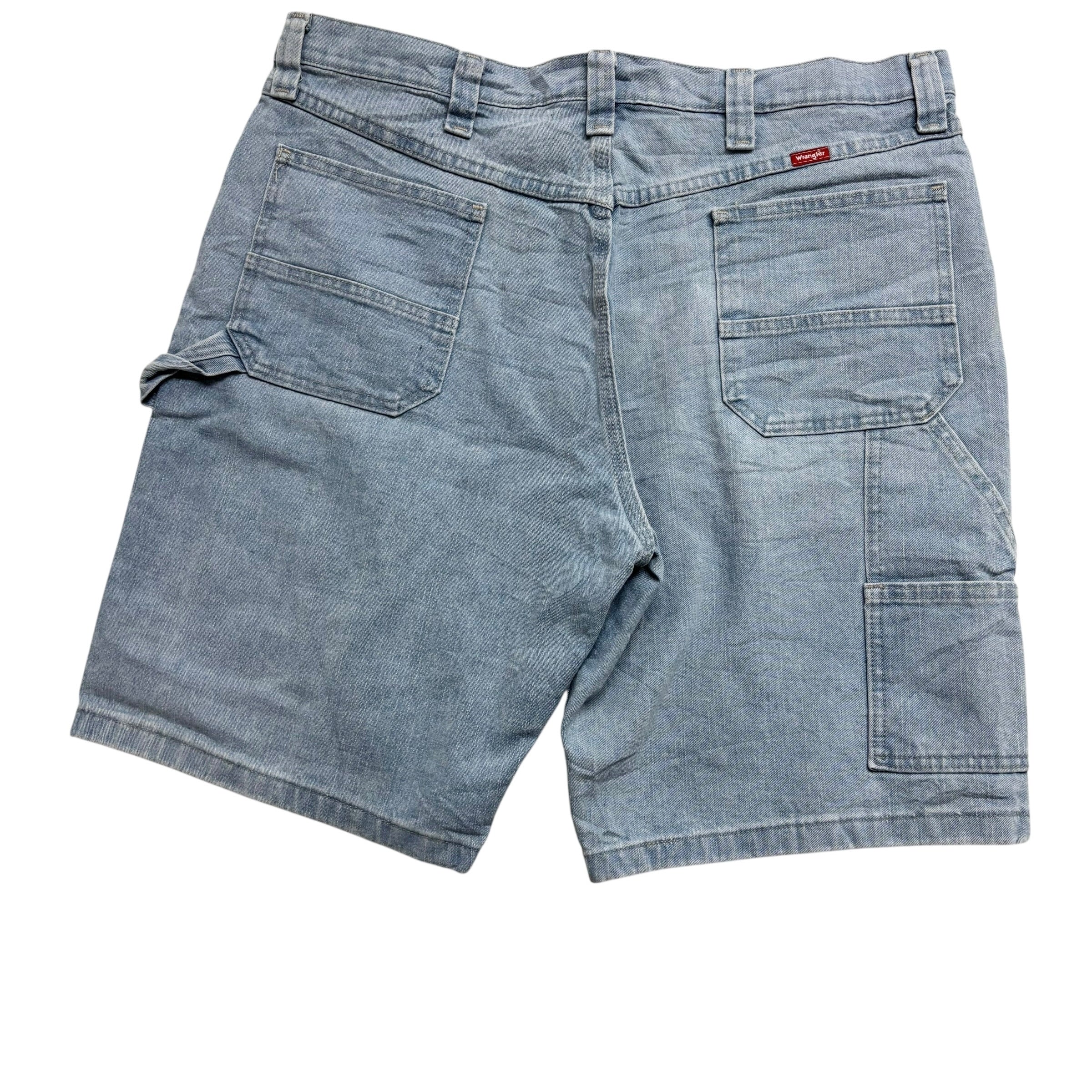 Wrangler Baggy Jorts W38 Mens Denim Shorts Light Blue Relaxed Carpenter (E)