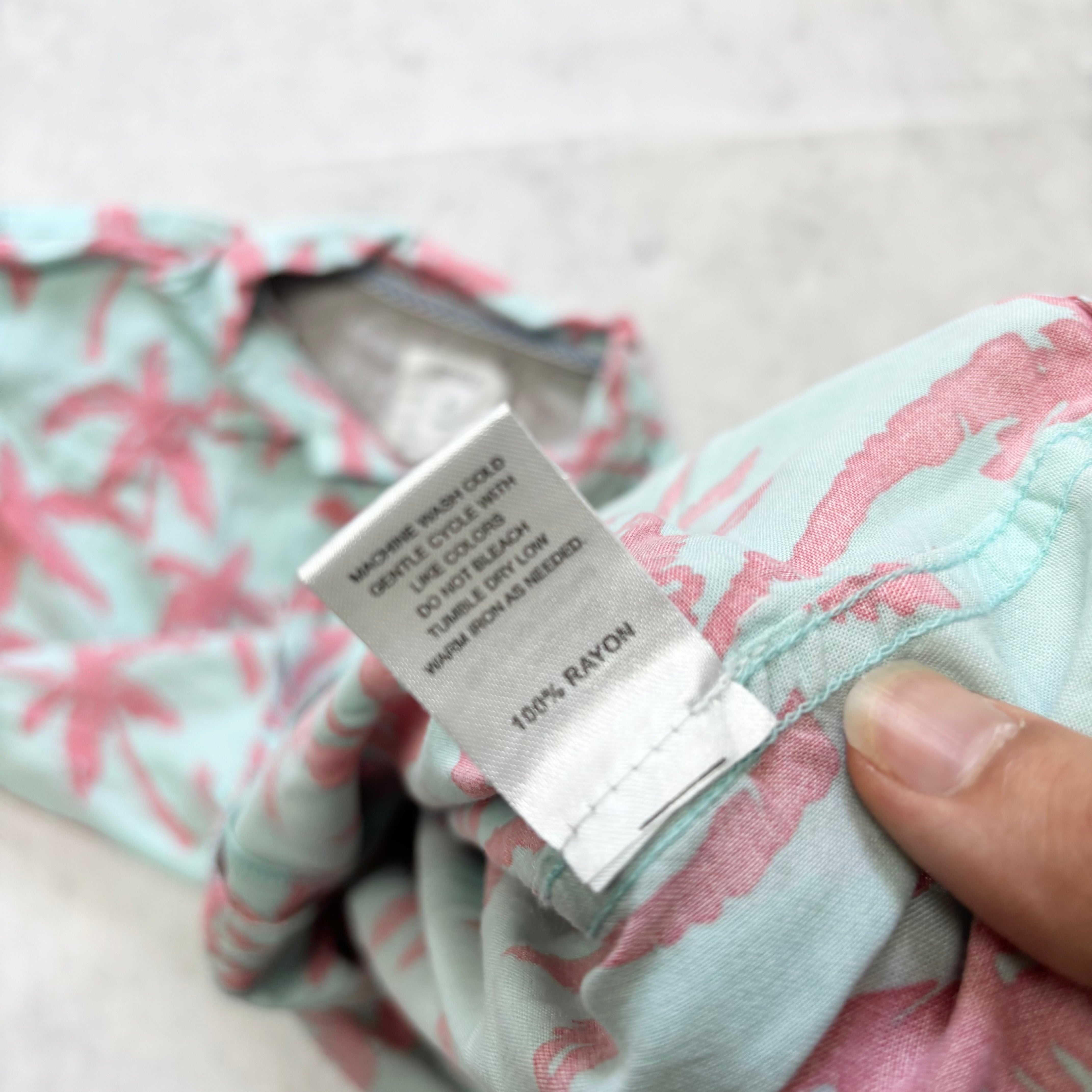 Hawaiian Shirt Mens Small Blue Floral Aloha Short Sleeve Rayon (E)