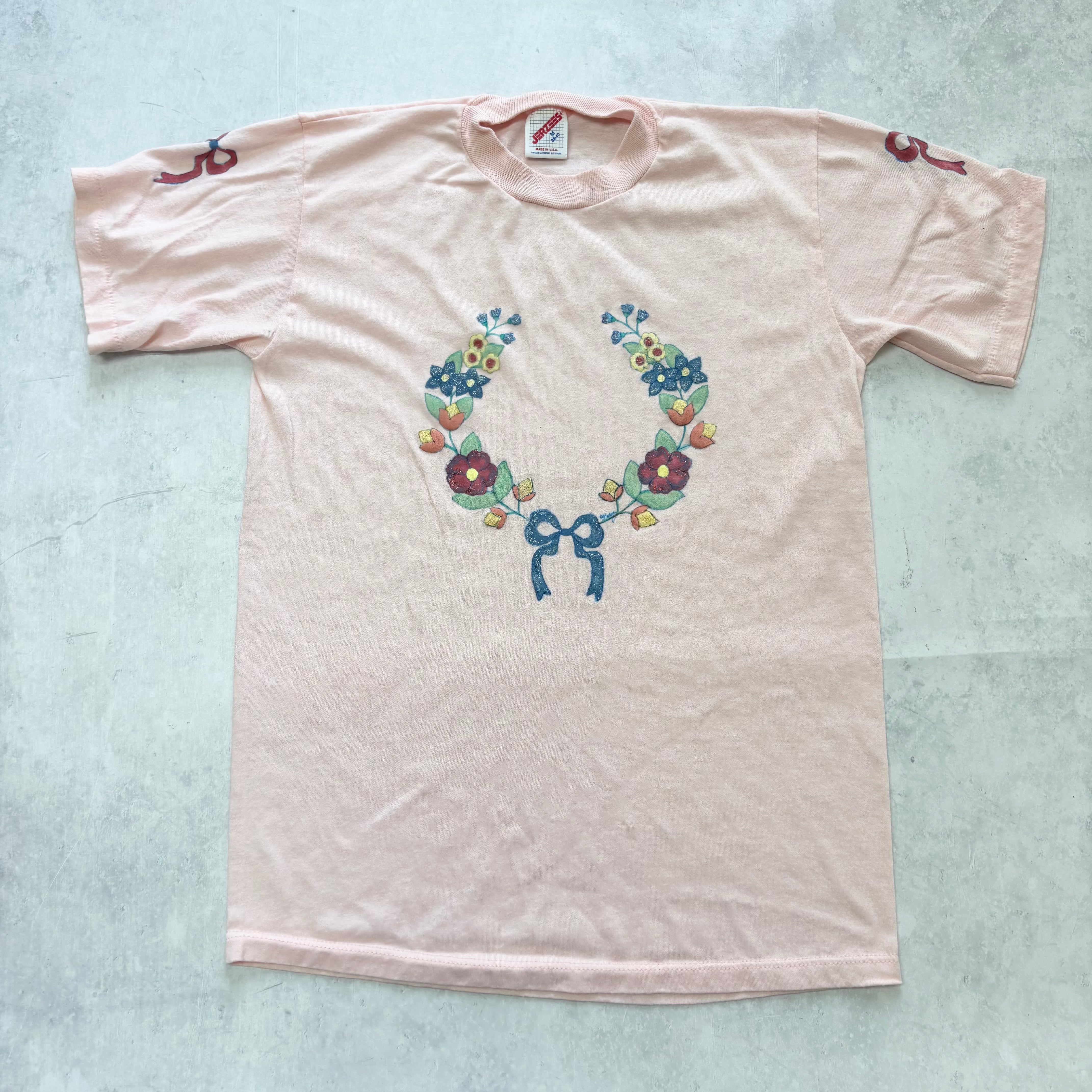 Vintage T Shirt Mens XS Pink Single Stitch Graphic Print 90s Flowers (E)