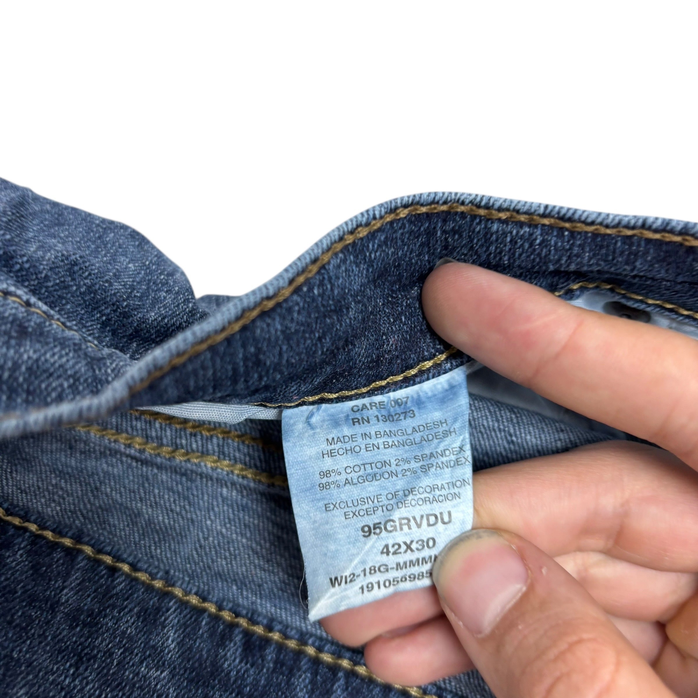 Wrangler Jeans W44 L30 Mens Dark Blue Regular Straight Fit Stretch Denim (E)