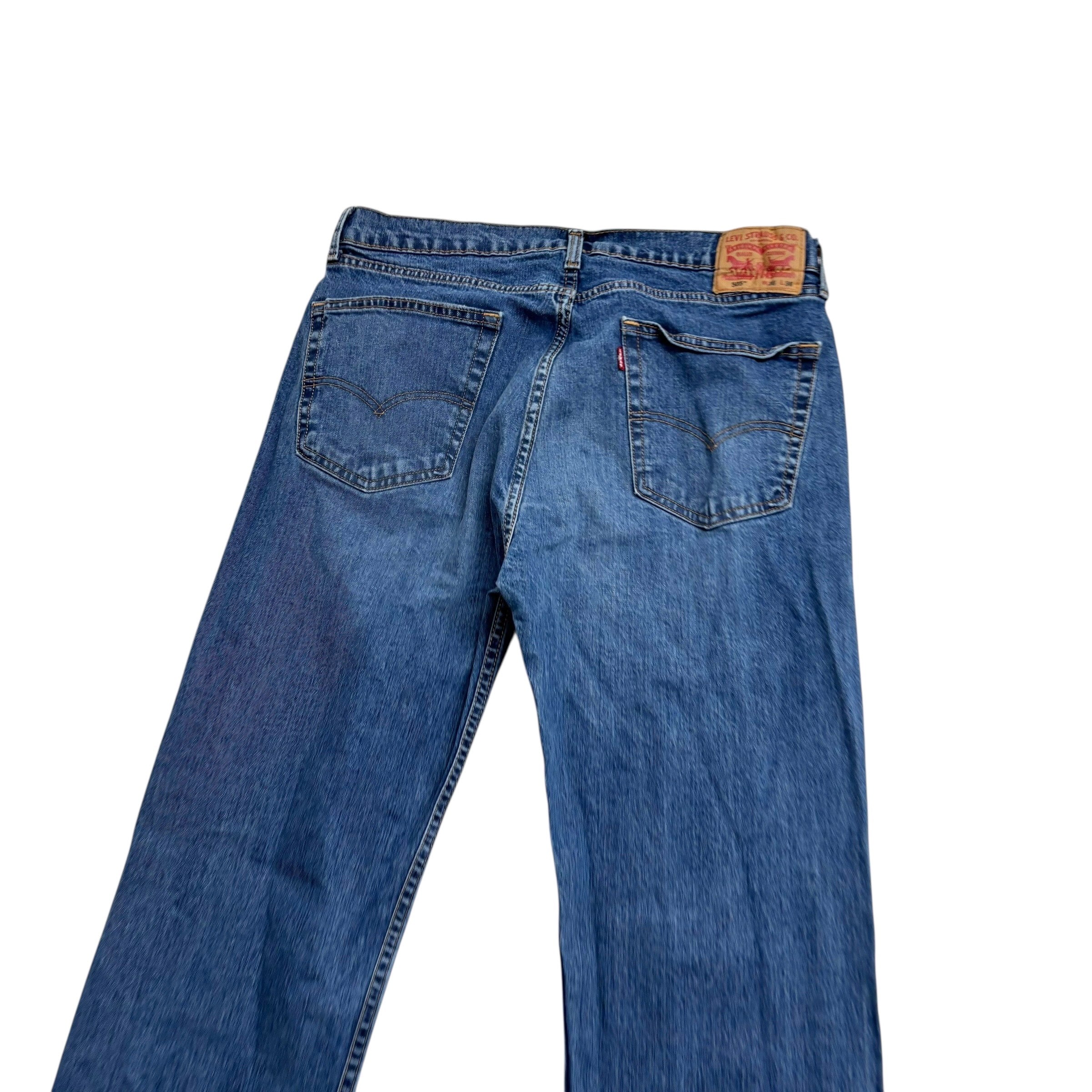 Levis 505 Jeans W36 L36 Mens Mid Blue Regular Straight Fit Stretch Denim