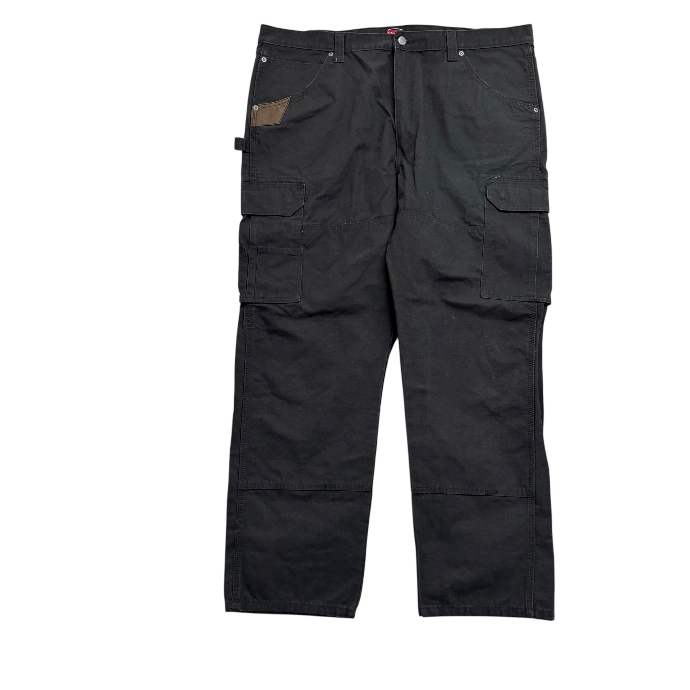 Wrangler Cargo Pants W42 L32 Mens Black Relaxed Straight Fit Trousers