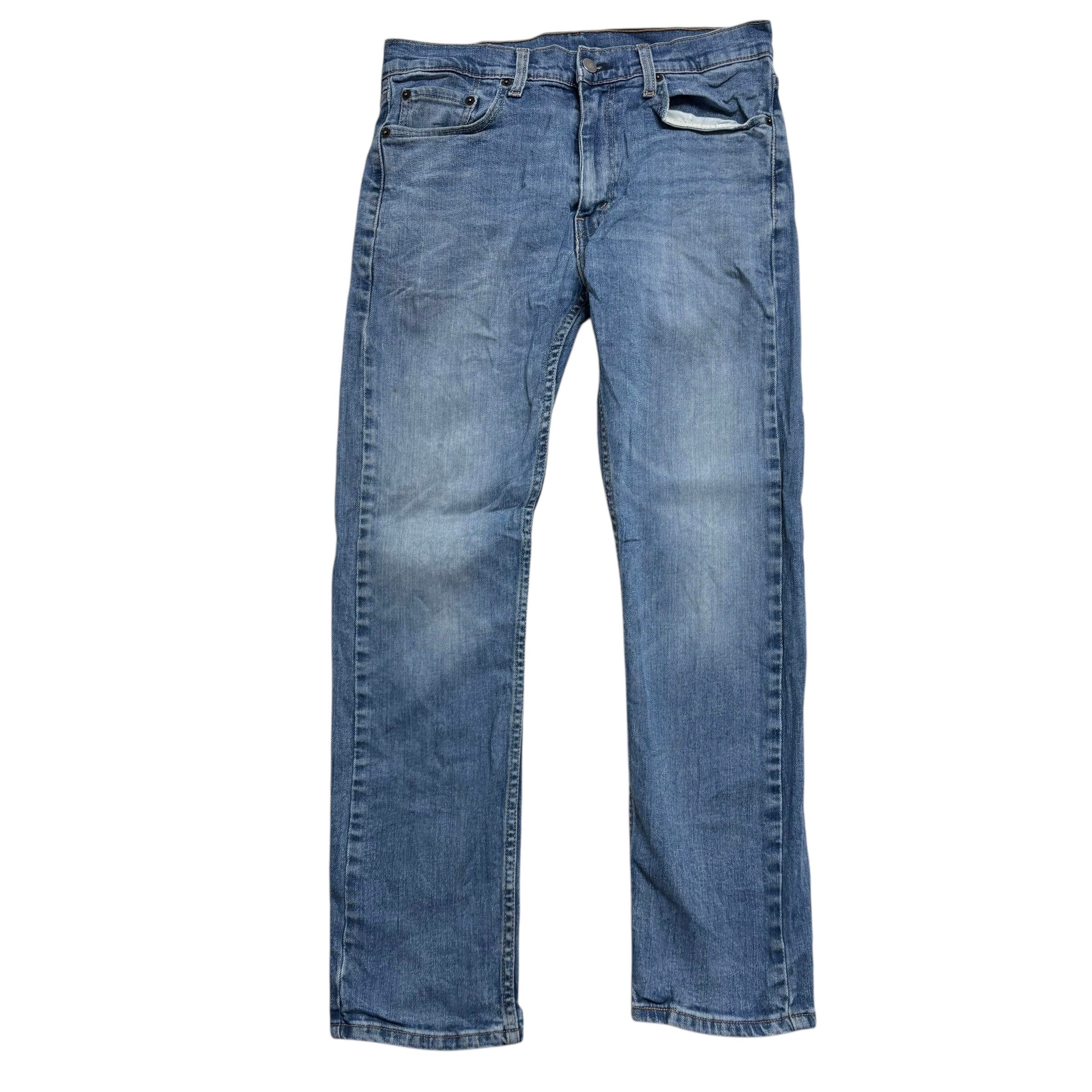 Levis 513 Jeans W32 L30 Mens Mid Blue Slim Straight Fit Stretch Denim (E)