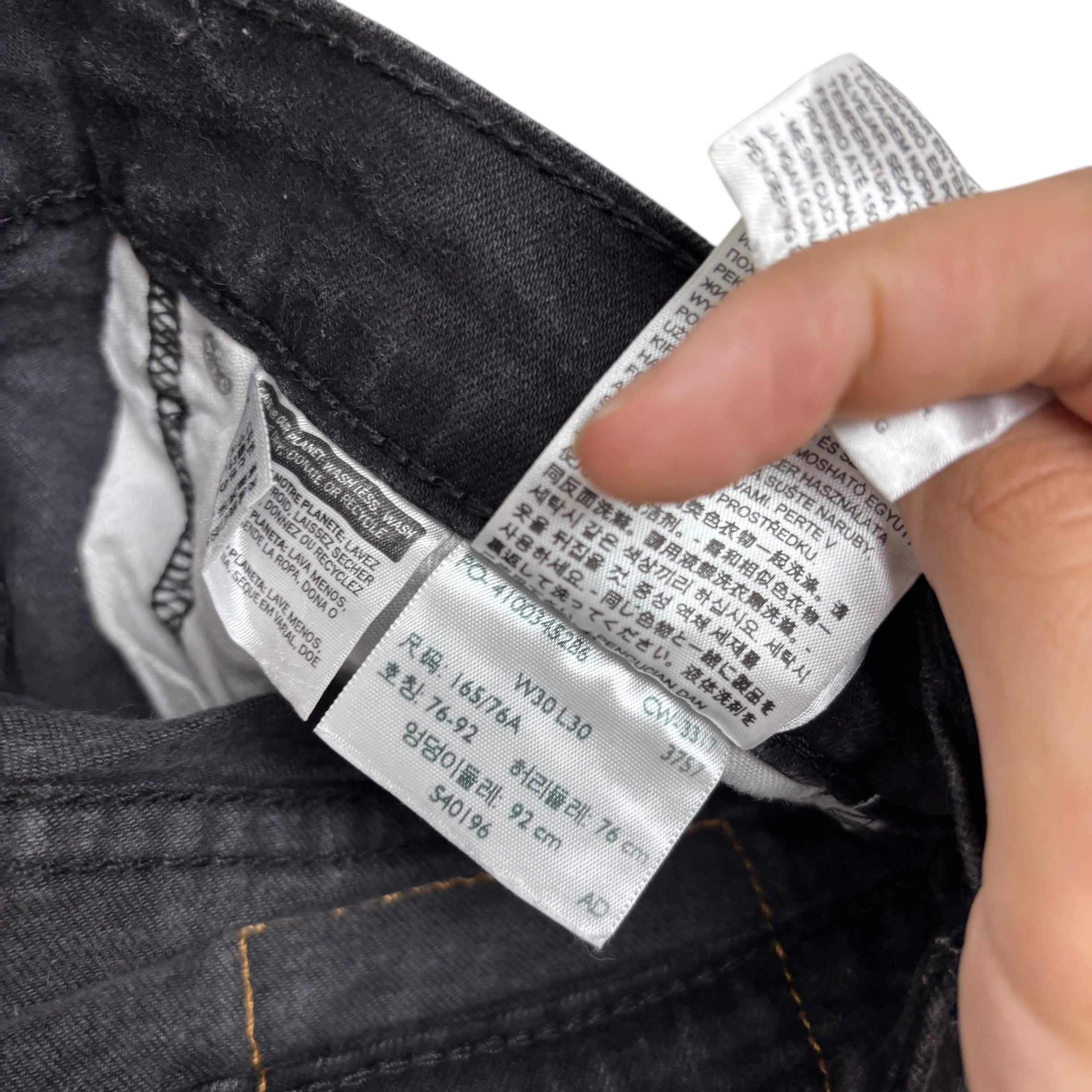 Levis 502 Jeans W30 L29 Mens Black Regular Tapered Fit Stretch Denim (E)