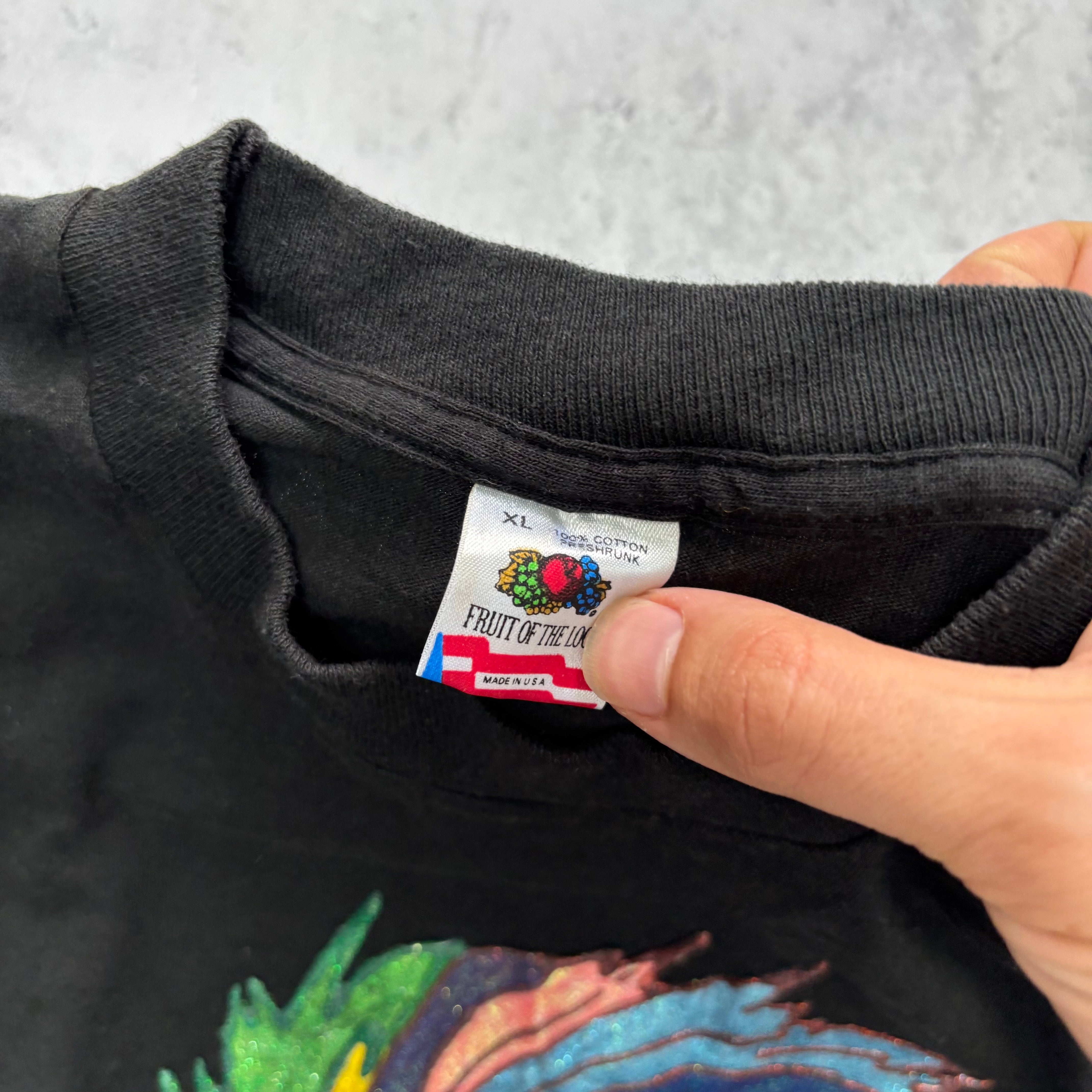 Vintage T Shirt Mens XL Black Single Stitch Graphic Print 90s USA (E)