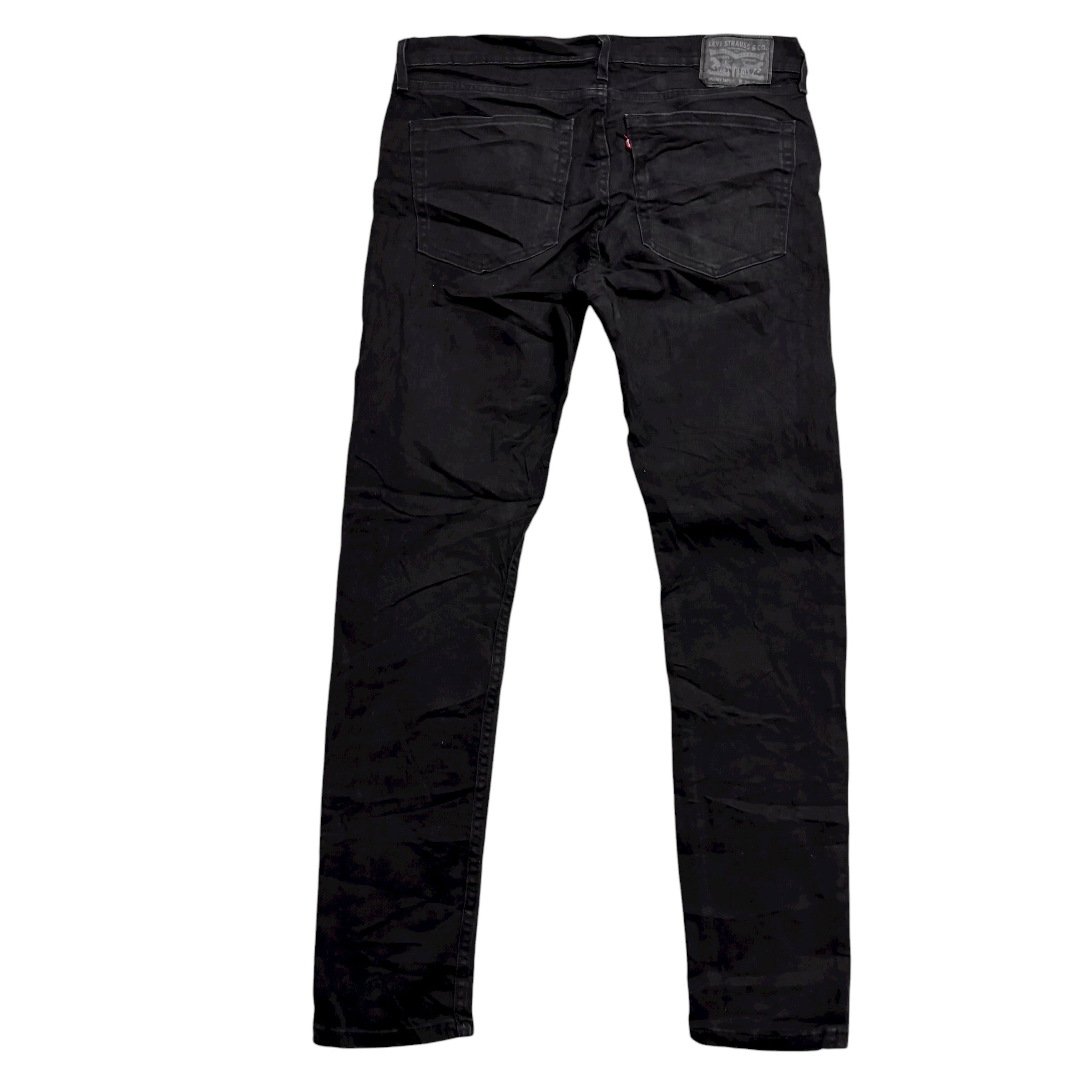 Levis Skinny Taper Jeans W36 L32 Mens Black Stretch Denim (E)