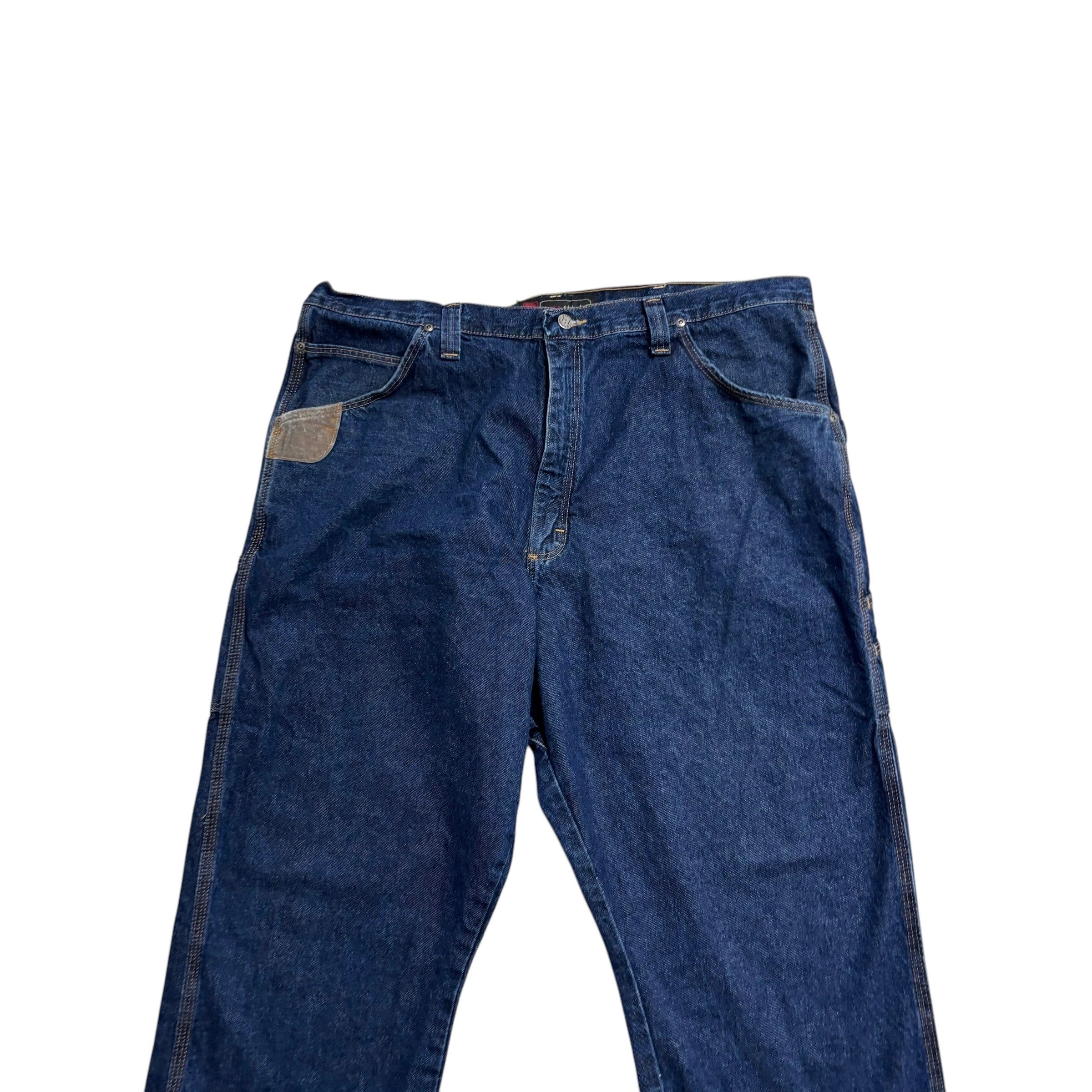 Wrangler Jeans W42 L30 Mens Dark Blue Relaxed Straight Fit Vintage Denim (E)