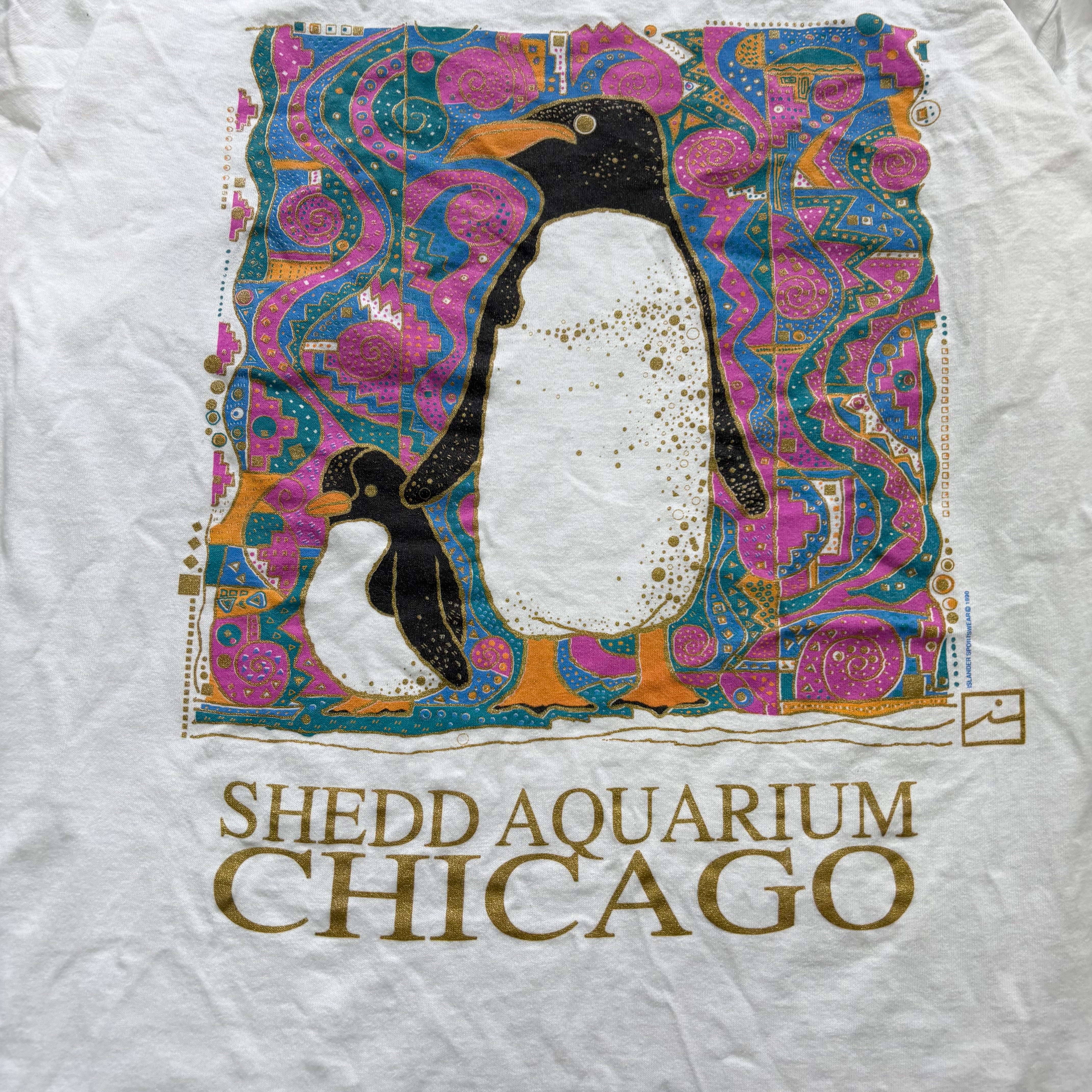 Vintage T Shirt Mens Large White Single Stitch Graphic Print 90s USA Penguin (E)