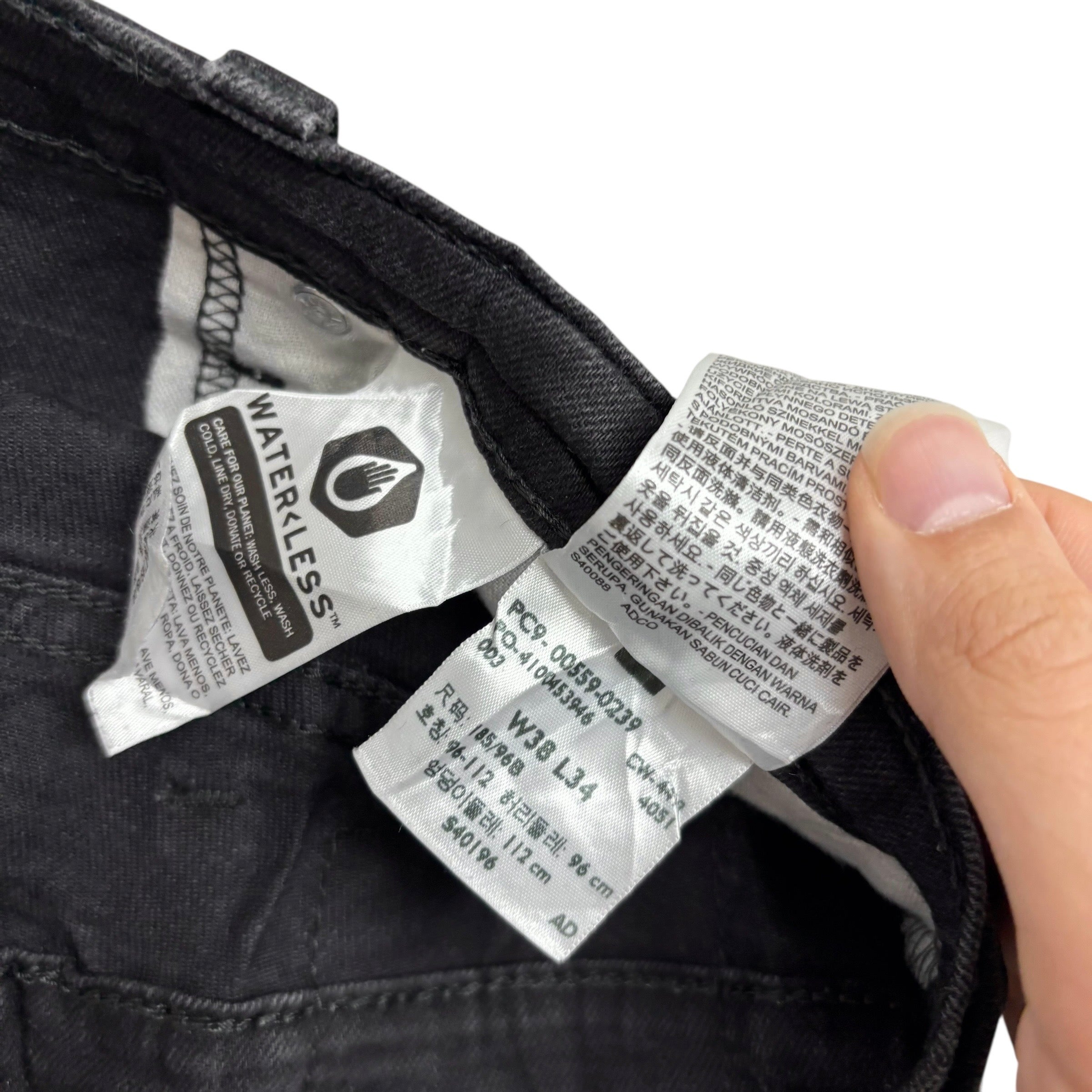 Levis 559 Jeans W38 L34 Mens Black Regular Straight Fit Stretch Denim (E)