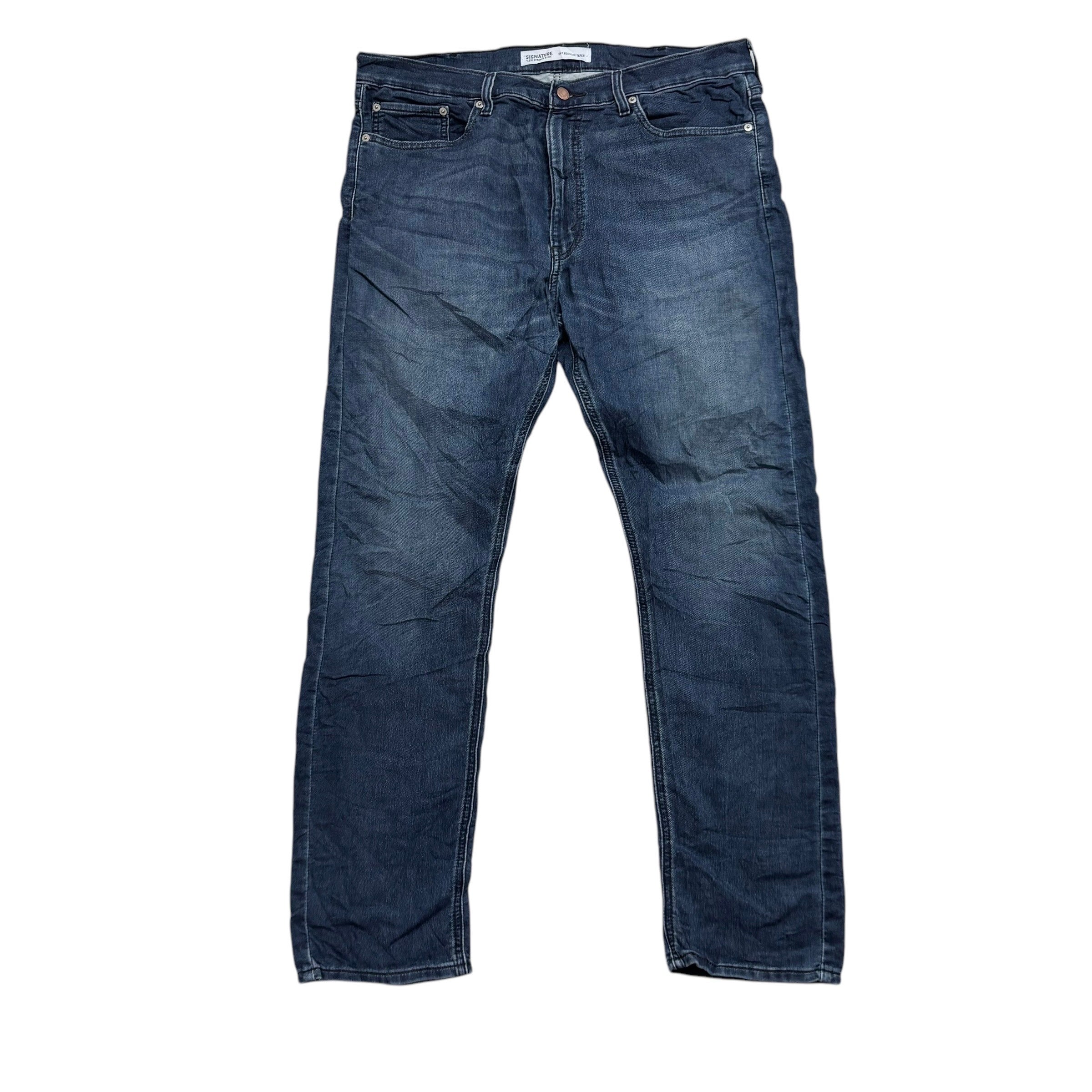 Levis Signature Jeans W38 L32 Mens Navy Blue Regular Tapered Fit Stretch (E)