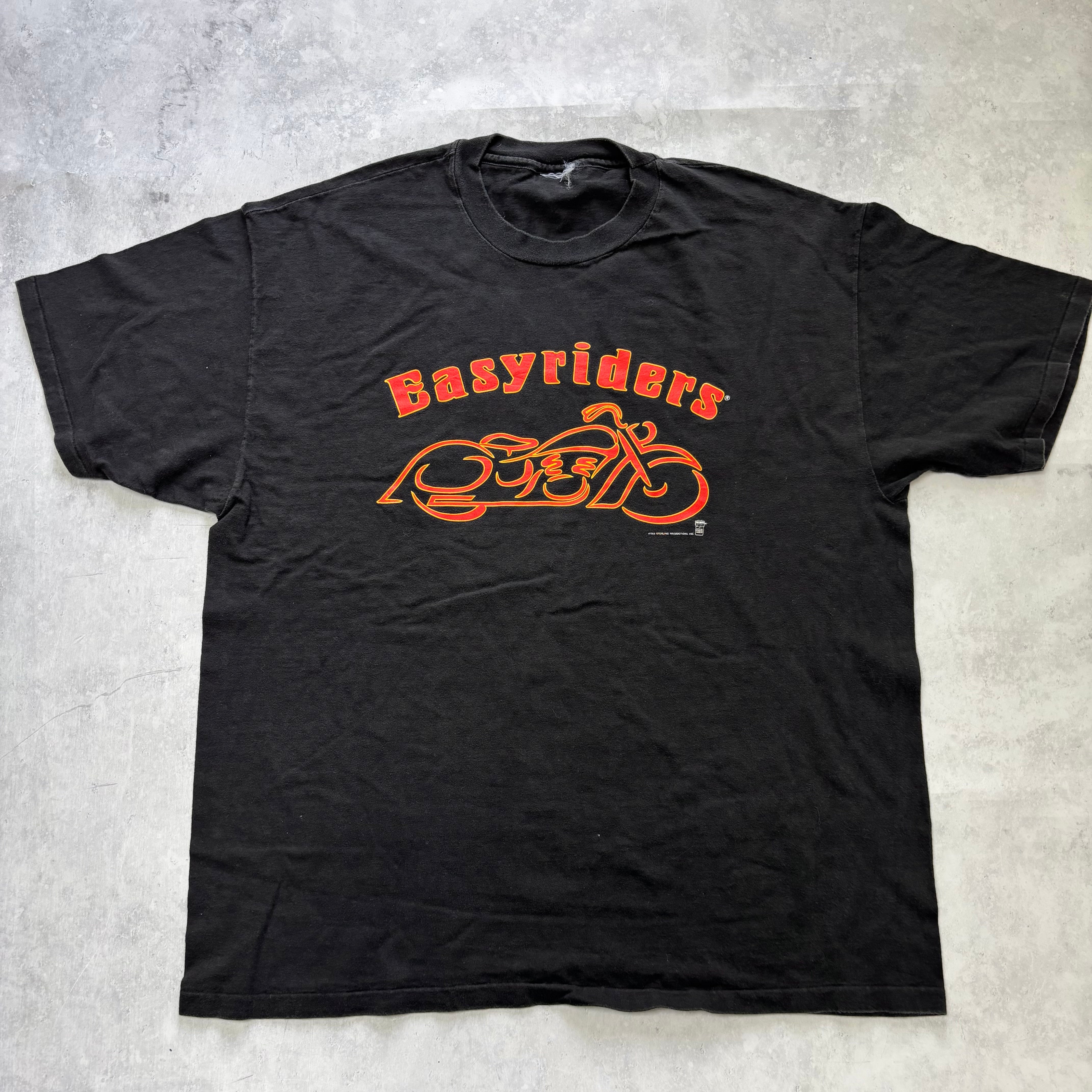 Vintage T Shirt Mens XXL Black Single Stitch Graphic Print 90s Motorcycle (E)