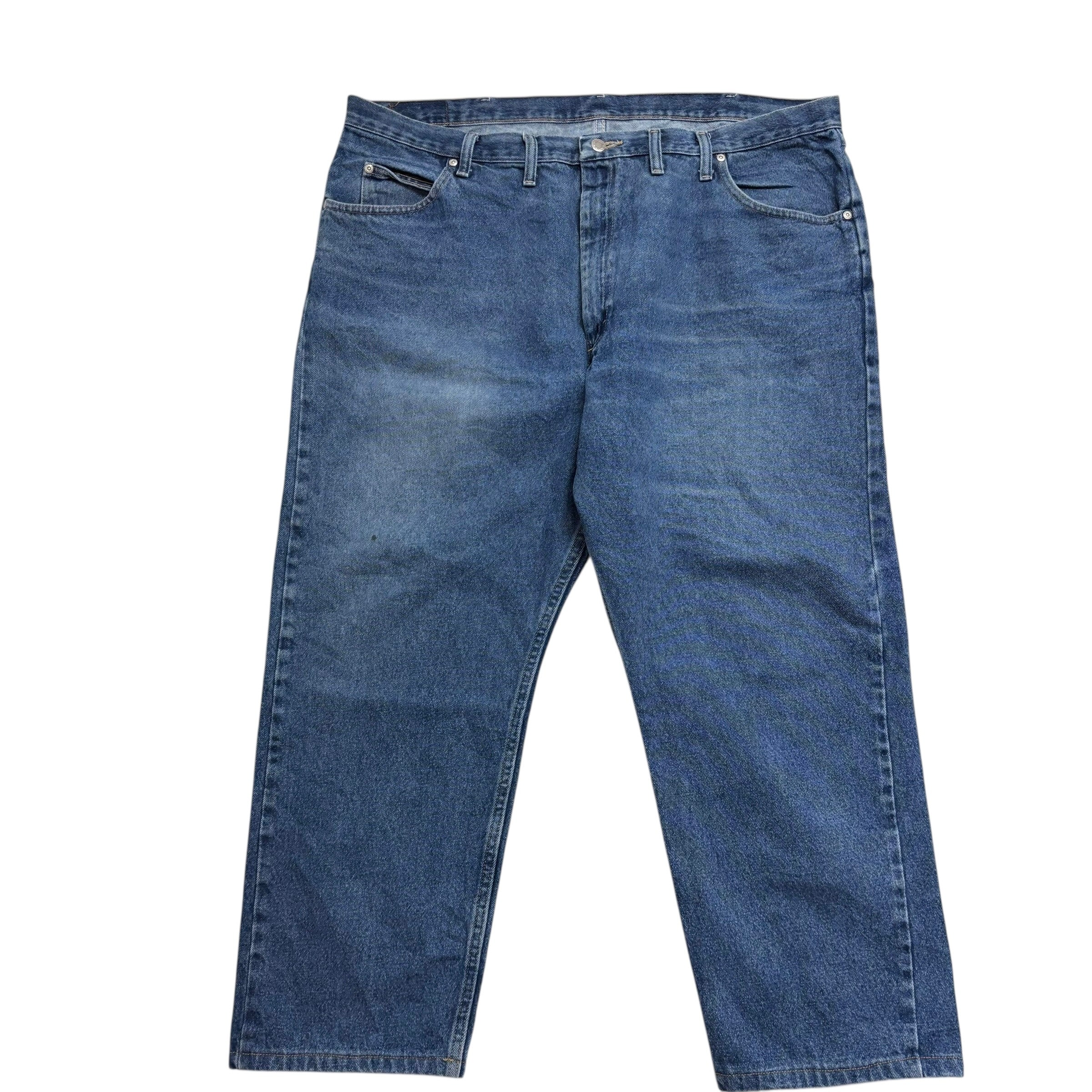 Wrangler Jeans W44 L28 Mens Mid Blue Relaxed Straight Fit Baggy Denim