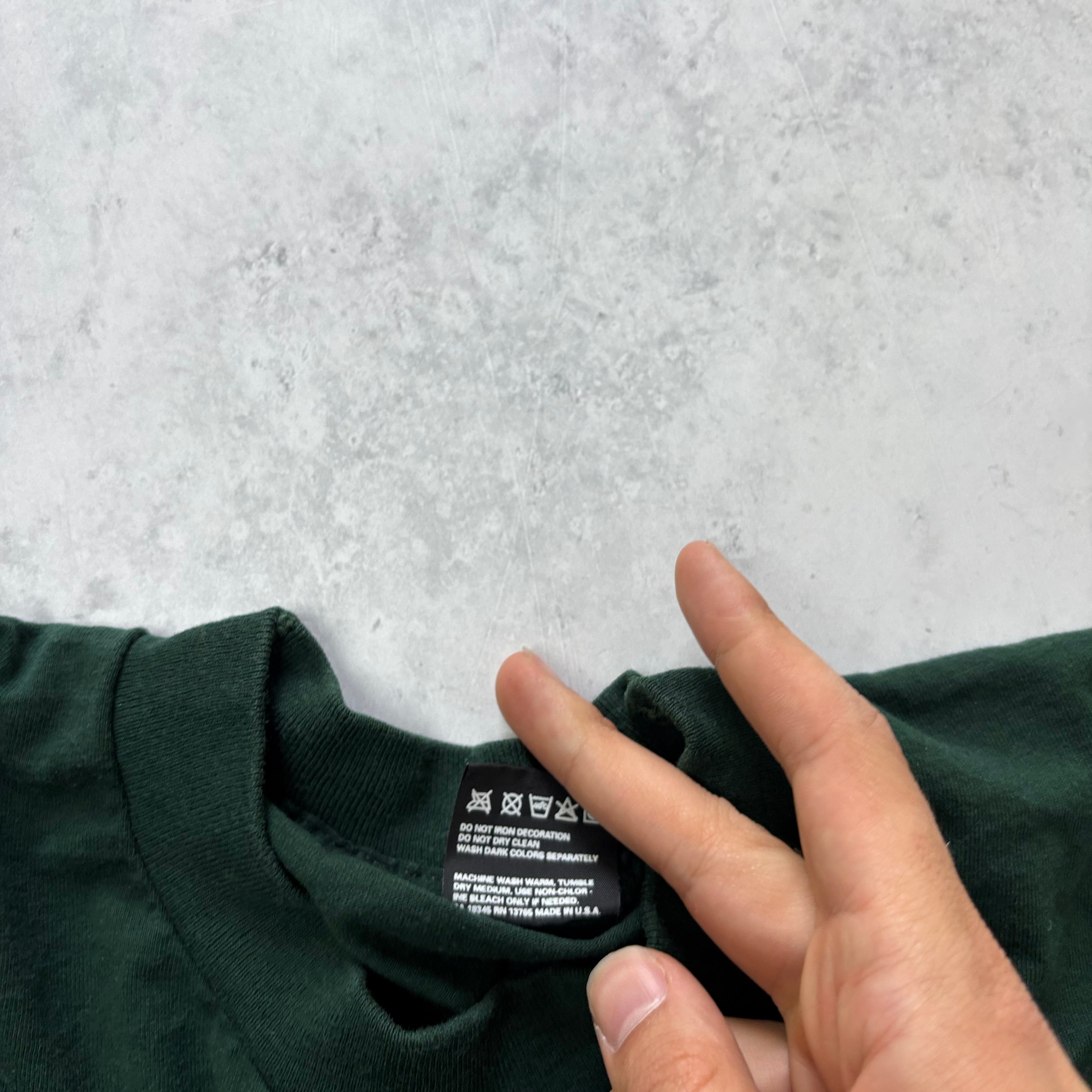 Vintage T Shirt Mens Large Green Single Stitch Graphic Print 90s USA (E)