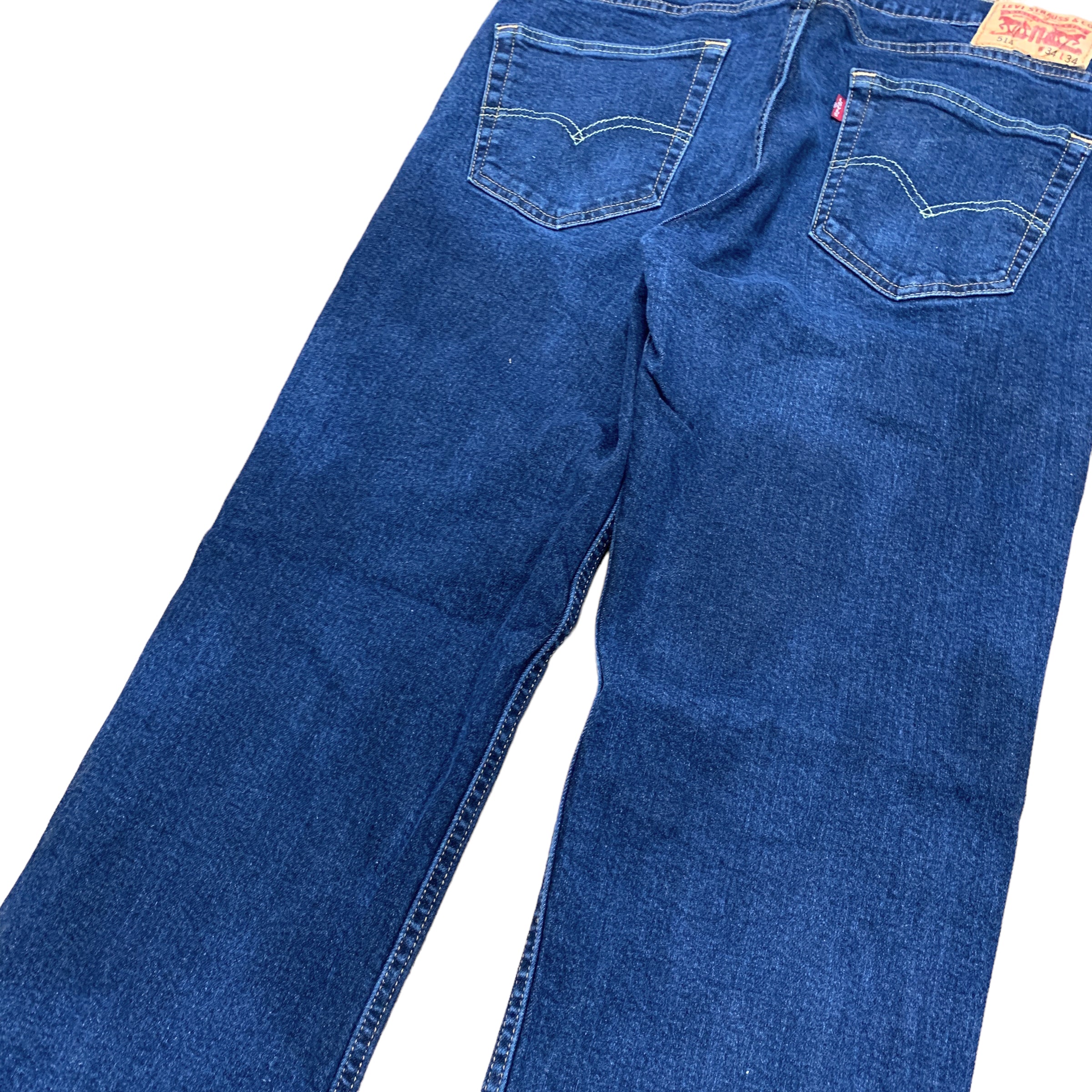 Levis 514 Jeans W34 L34 Mens Blue Straight Fit Stretch Denim