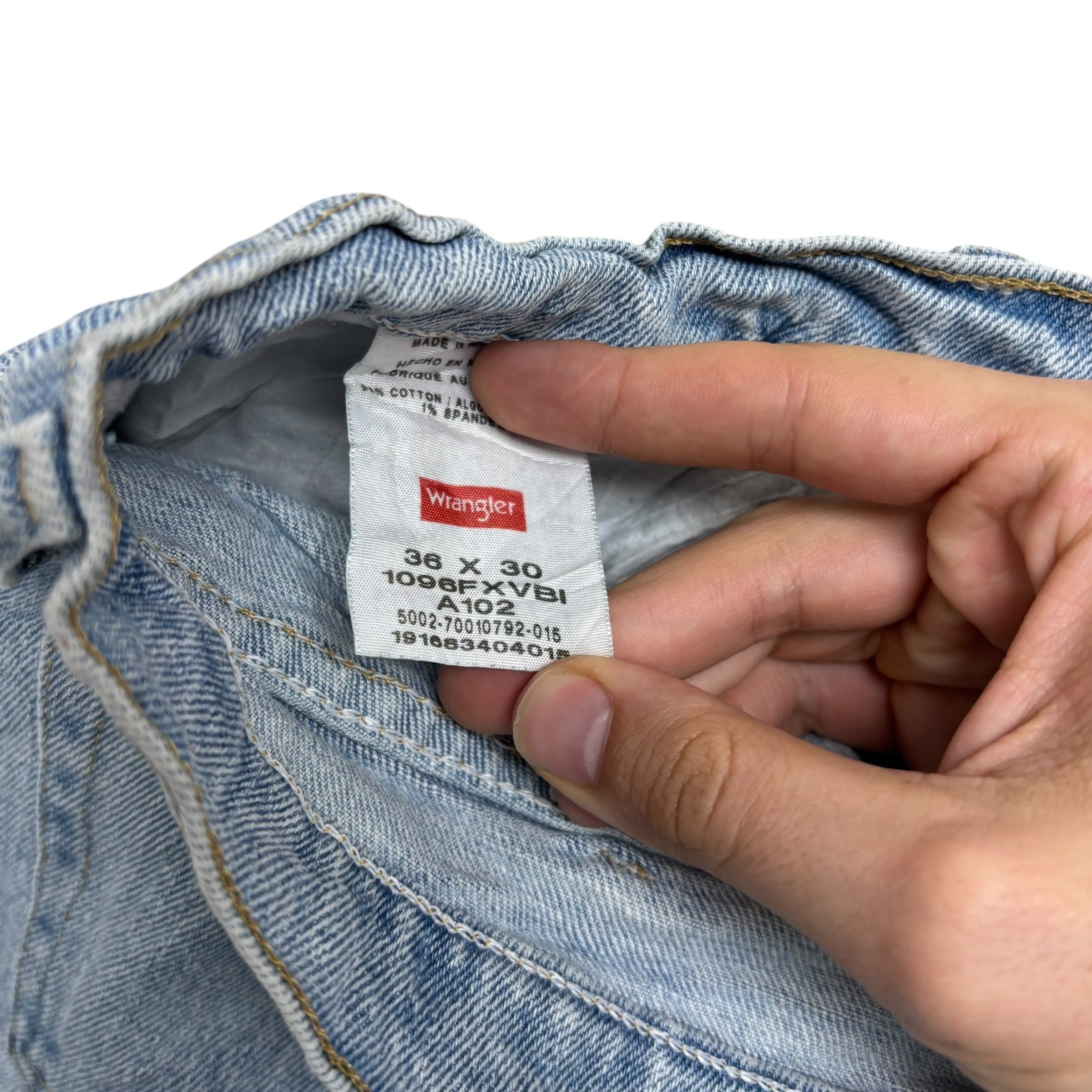 Wrangler Jeans W36 L30 Mens Light Blue Regular Straight Fit Stretch Denim (F)