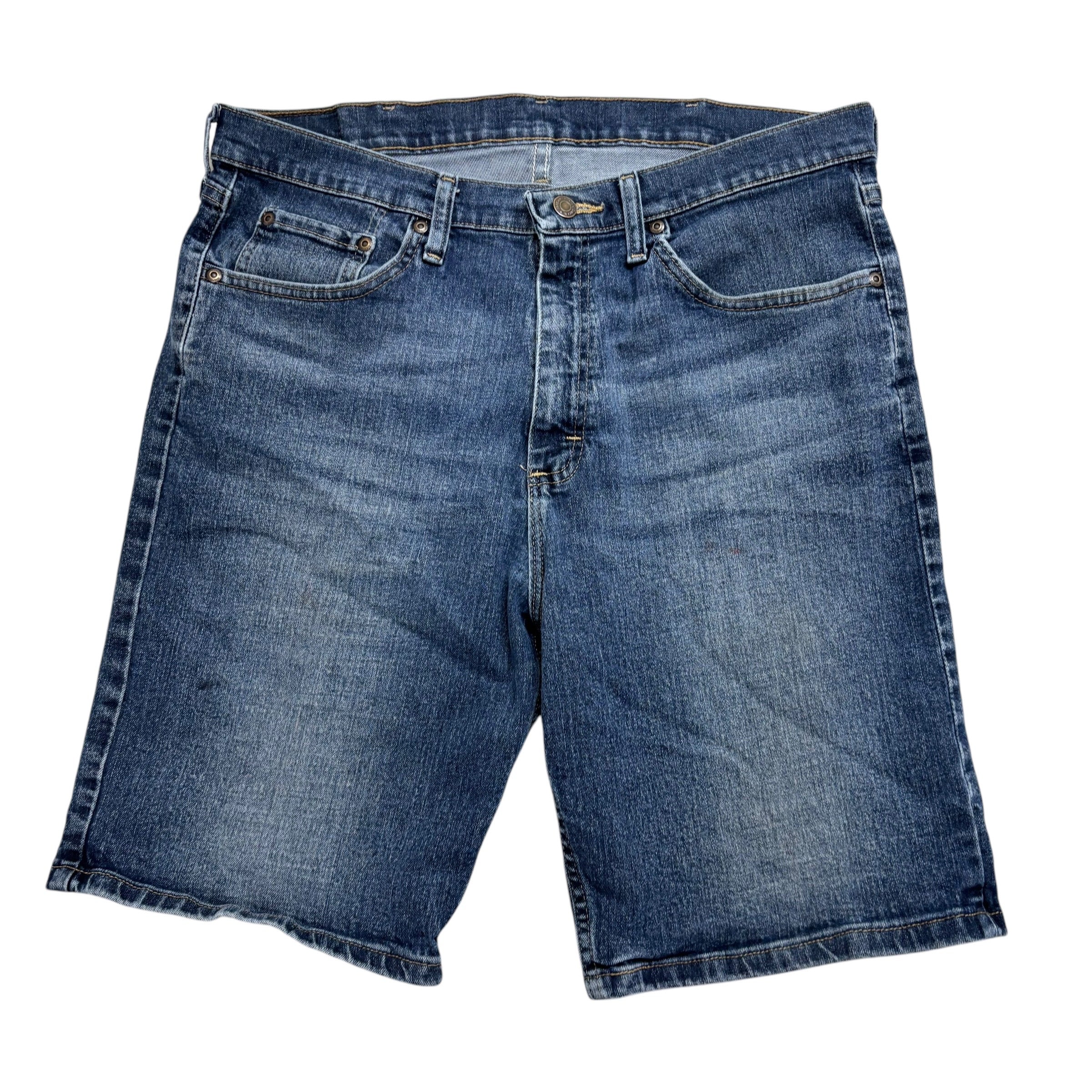 Wrangler Jorts W34 Mens Denim Shorts Mid Blue Regular Fit Stretch (F)