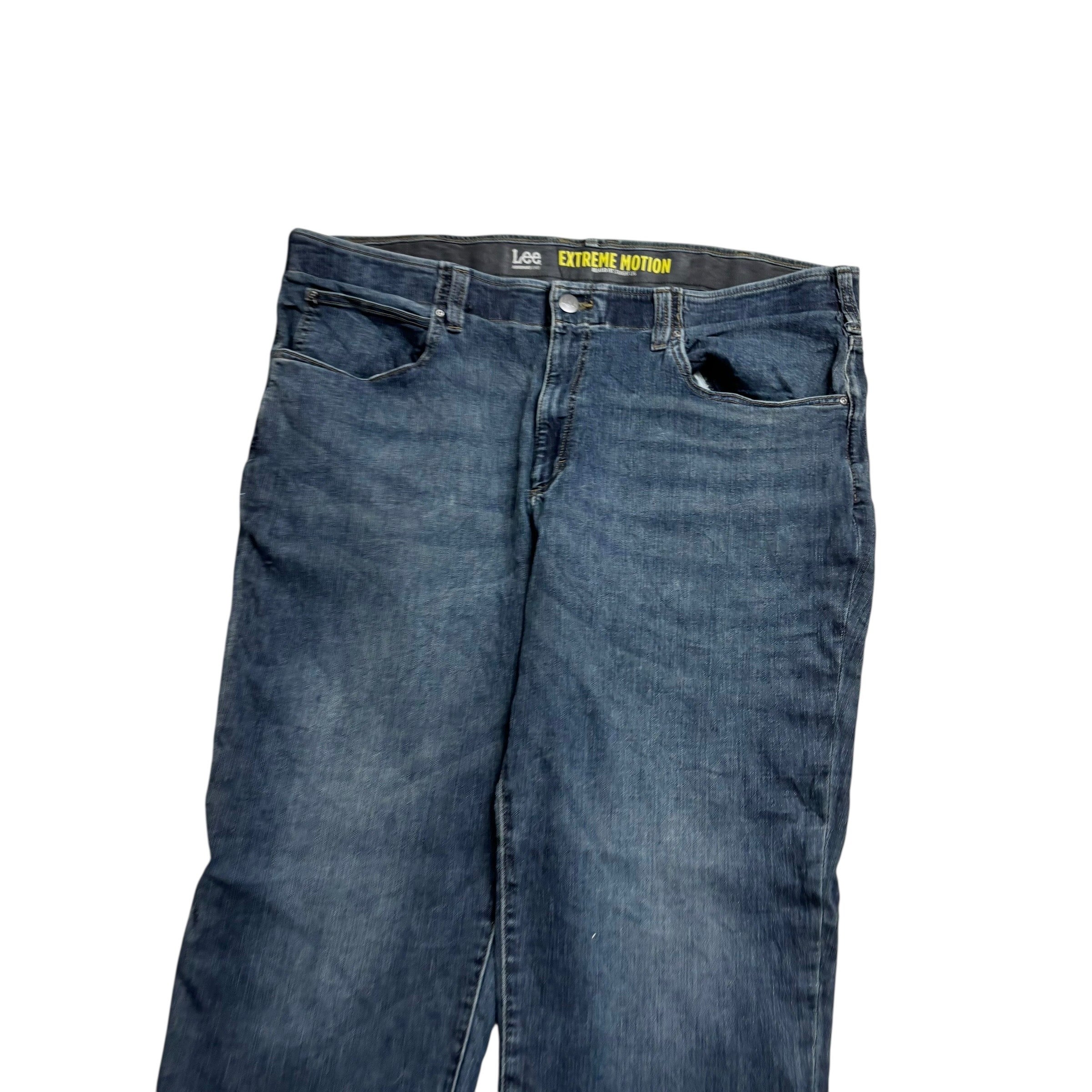 Lee Jeans W46 L30 Mens Mid Blue Relaxed Straight Fit Stretch Denim (E)