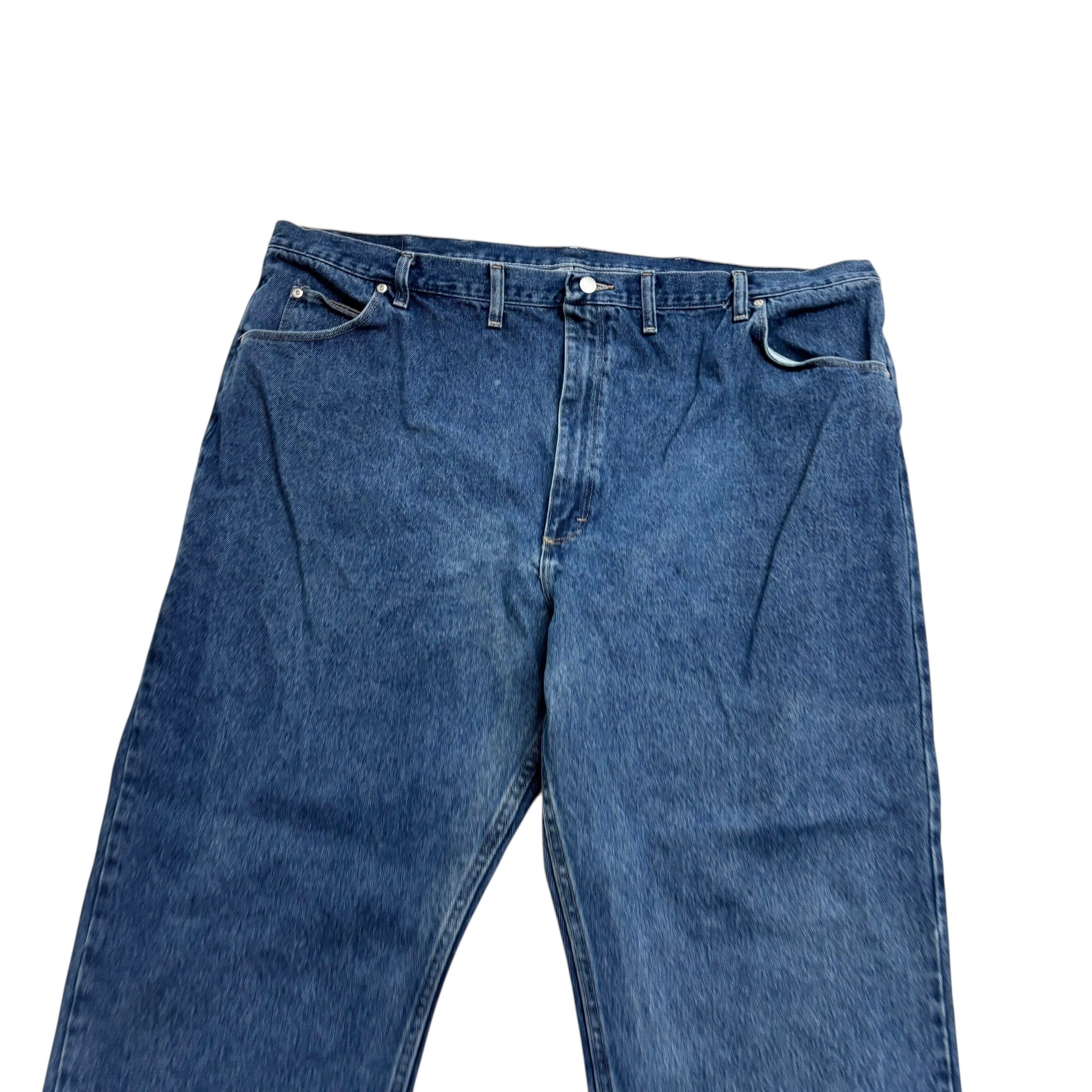 Wrangler Jeans W48 L28 Mens Mid Blue Relaxed Straight Fit Denim