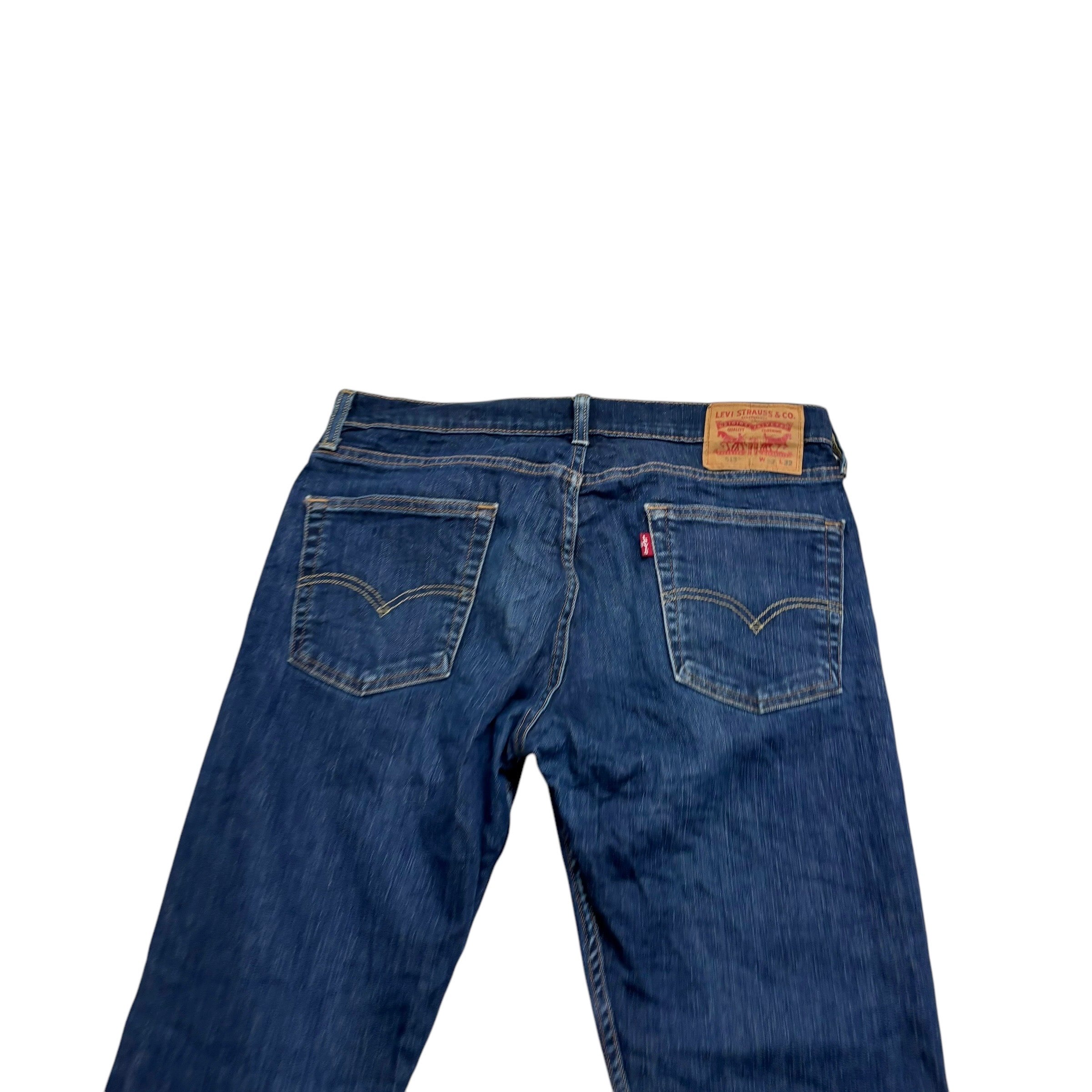 Levis 513 Jeans W32 L32 Mens Dark Blue Slim Straight Fit Stretch Denim