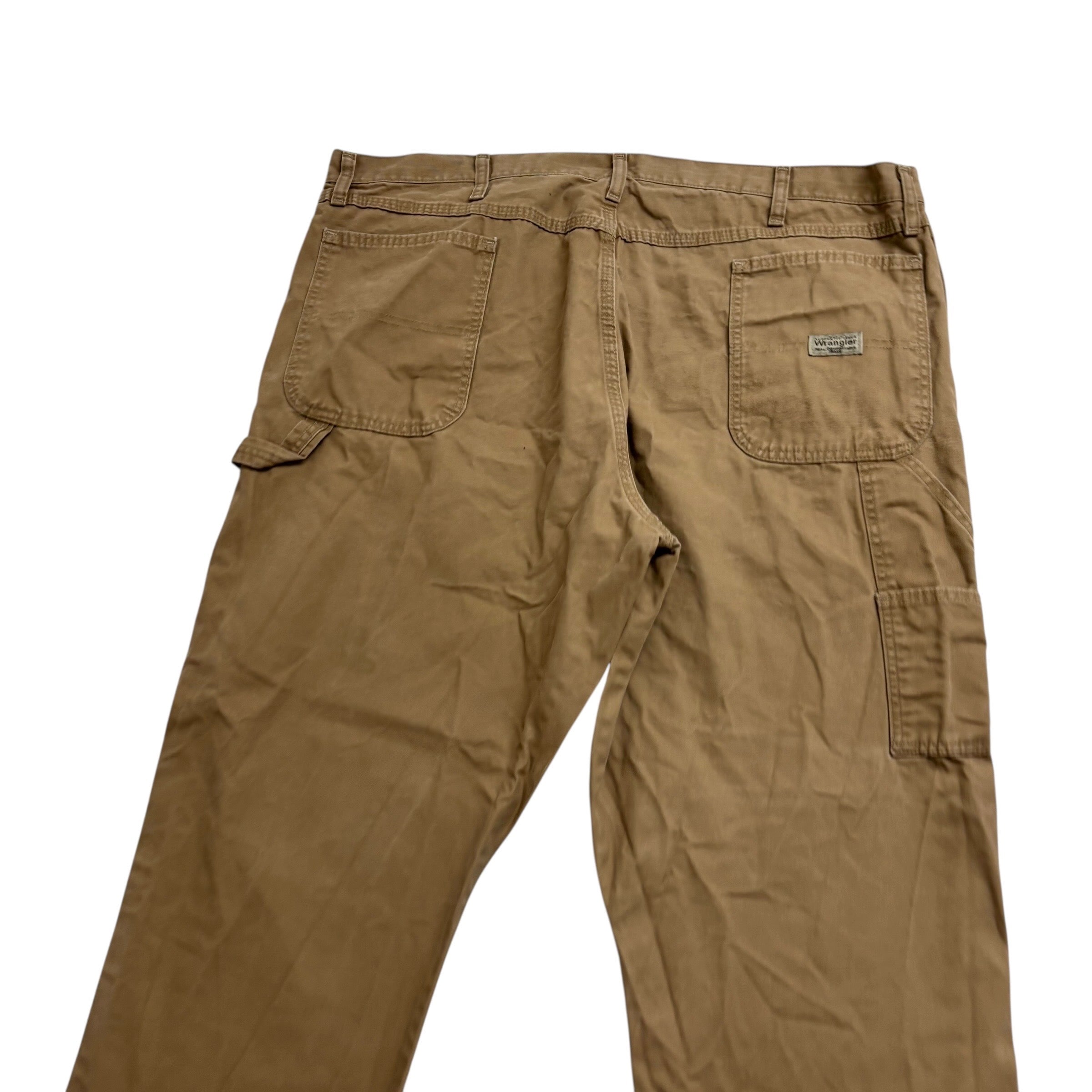 Wrangler Carpenter Pants W44 L30 Mens Tan Relaxed Straight Fit Trousers (E)
