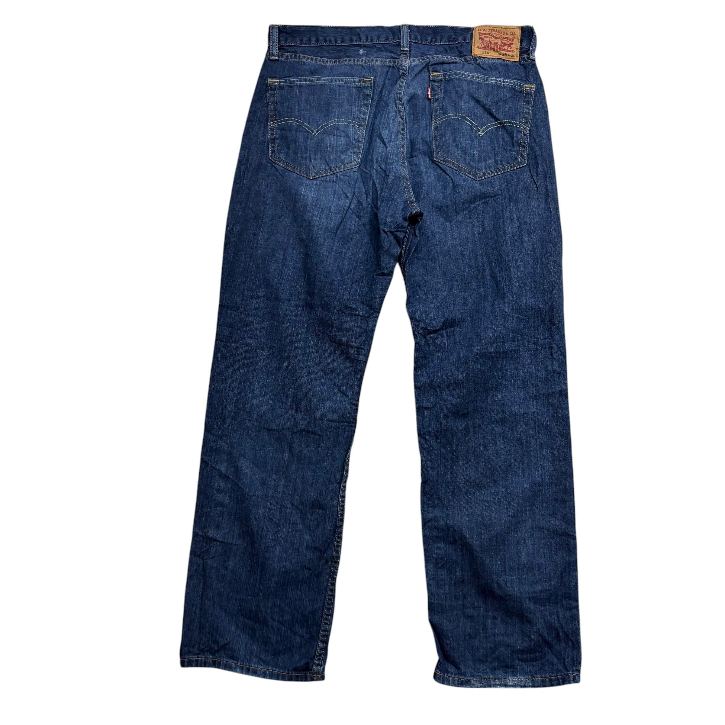 Levis 514 Jeans W36 L30 Mens Dark Blue Regular Straight Fit Denim (F)