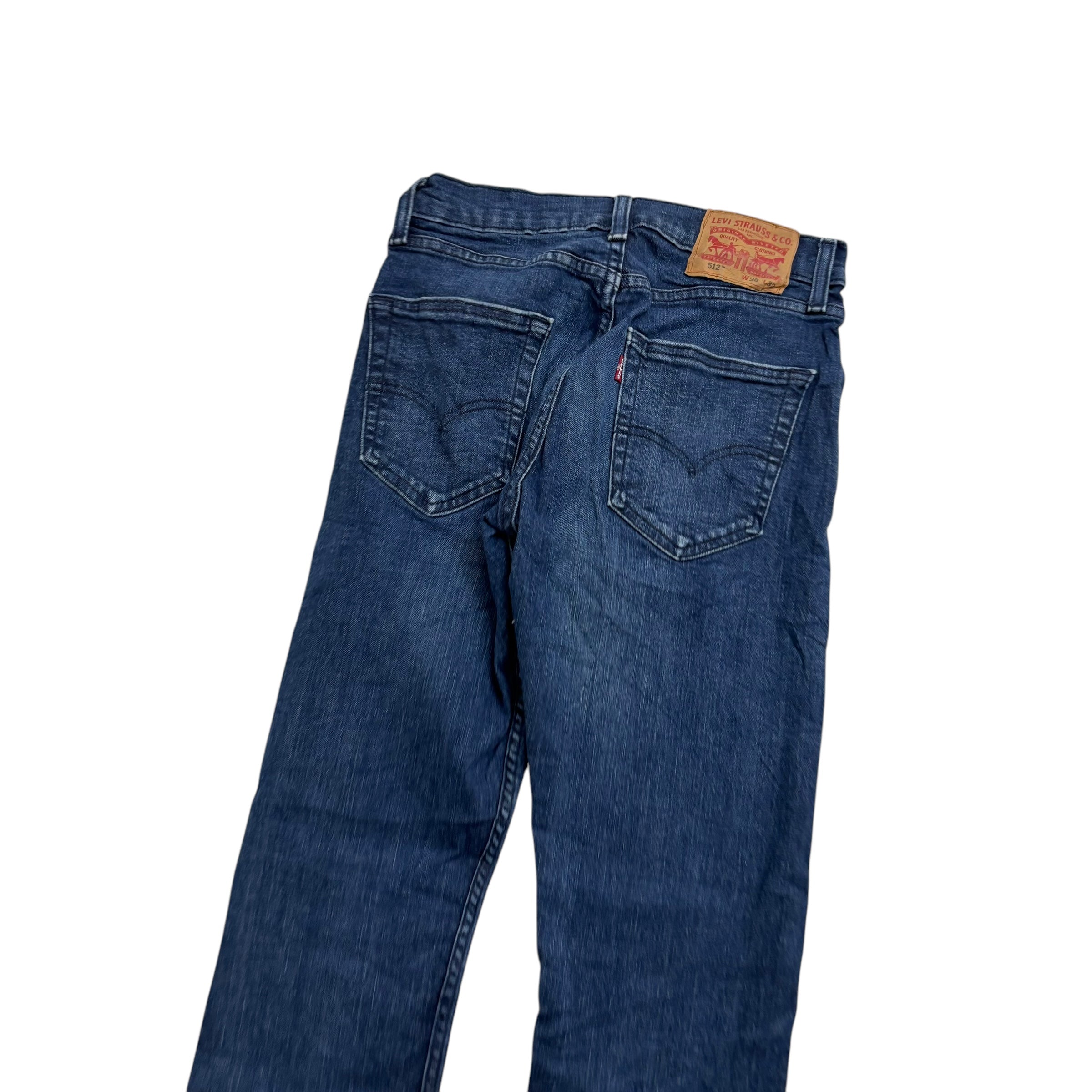 Levis 512 Jeans W27 L31 Mens Navy Blue Slim Tapered Fit Stretch Denim (E)