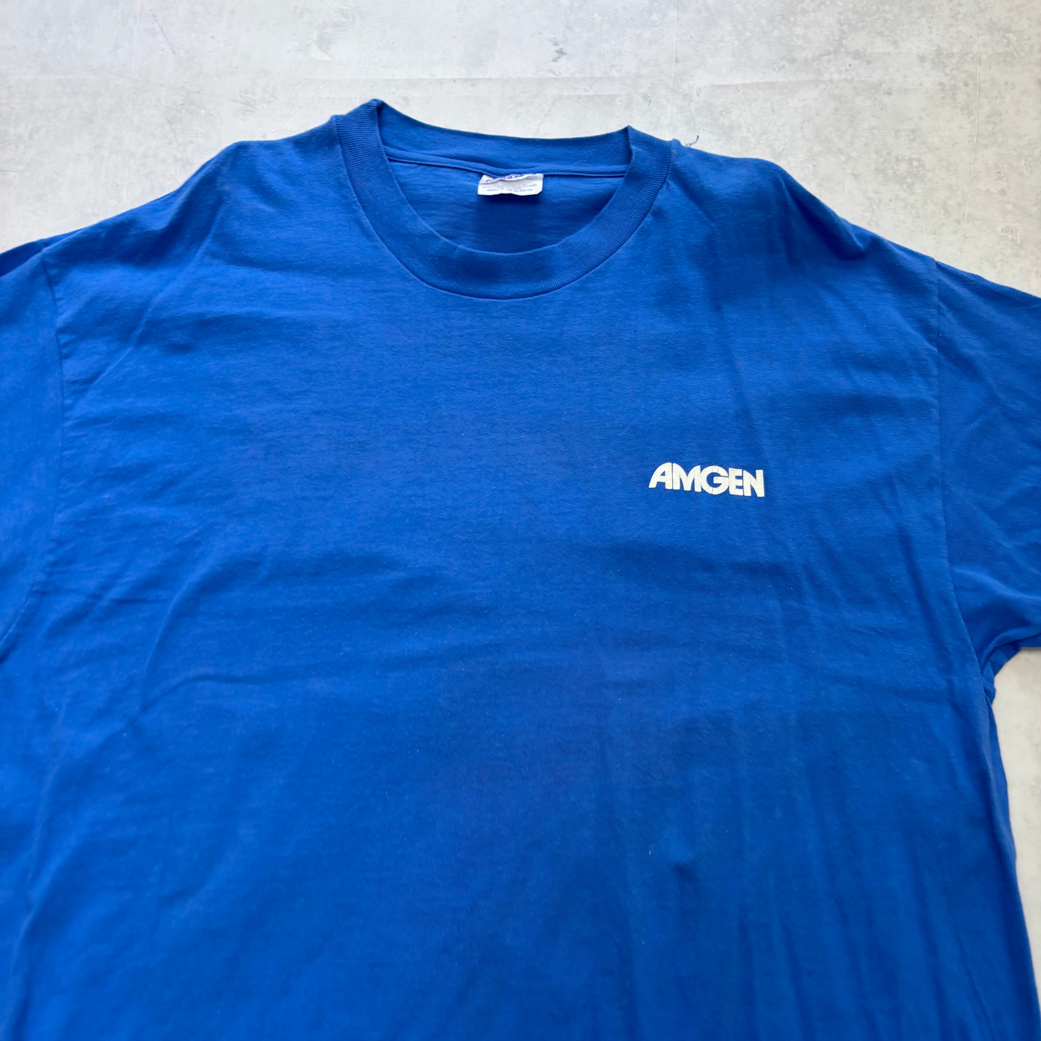 Vintage T Shirt Mens XL Blue Graphic Print 90s USA Amgen (E)