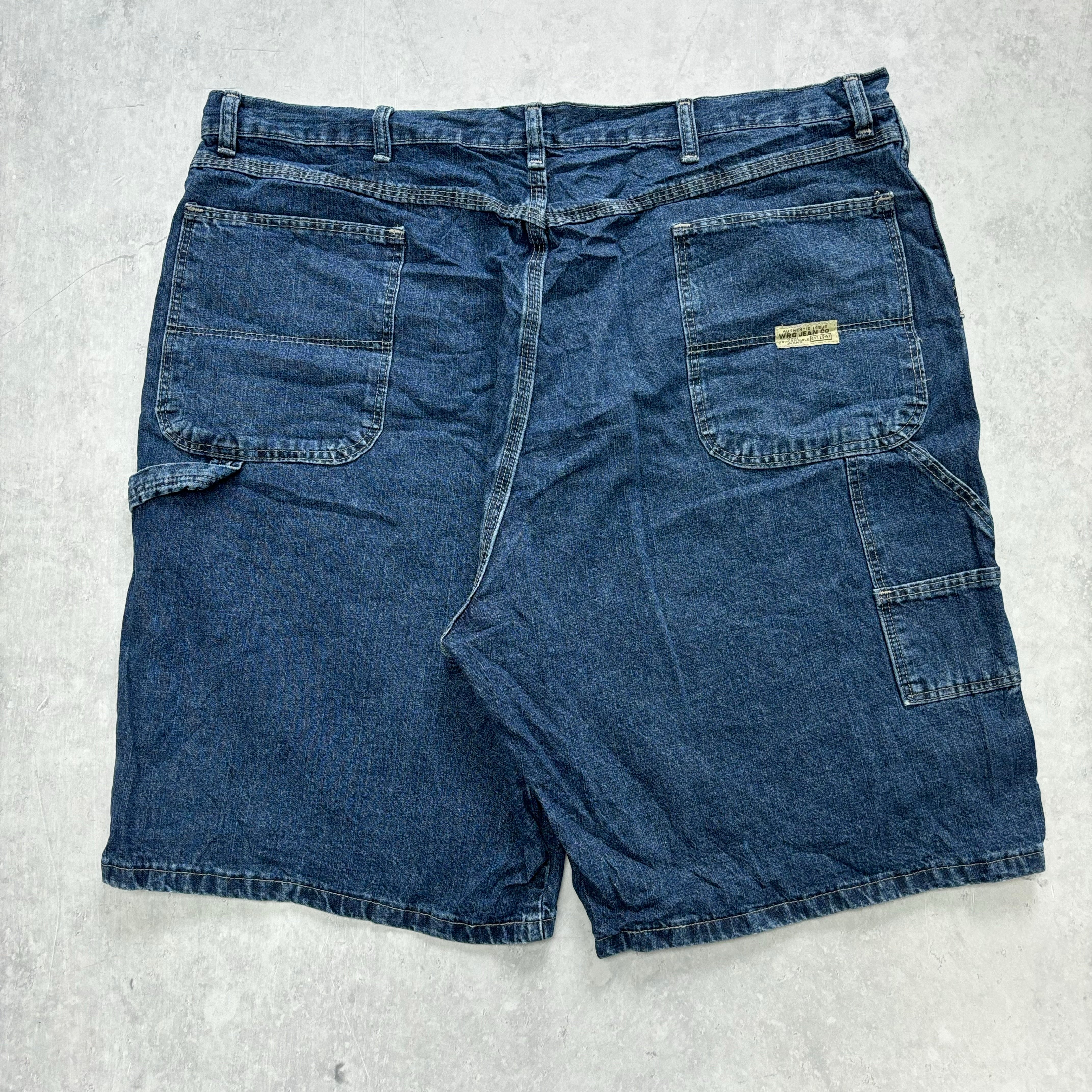 Vintage Wrangler Jorts W42 Mens Denim Shorts Dark Blue Baggy Relaxed Carpenter