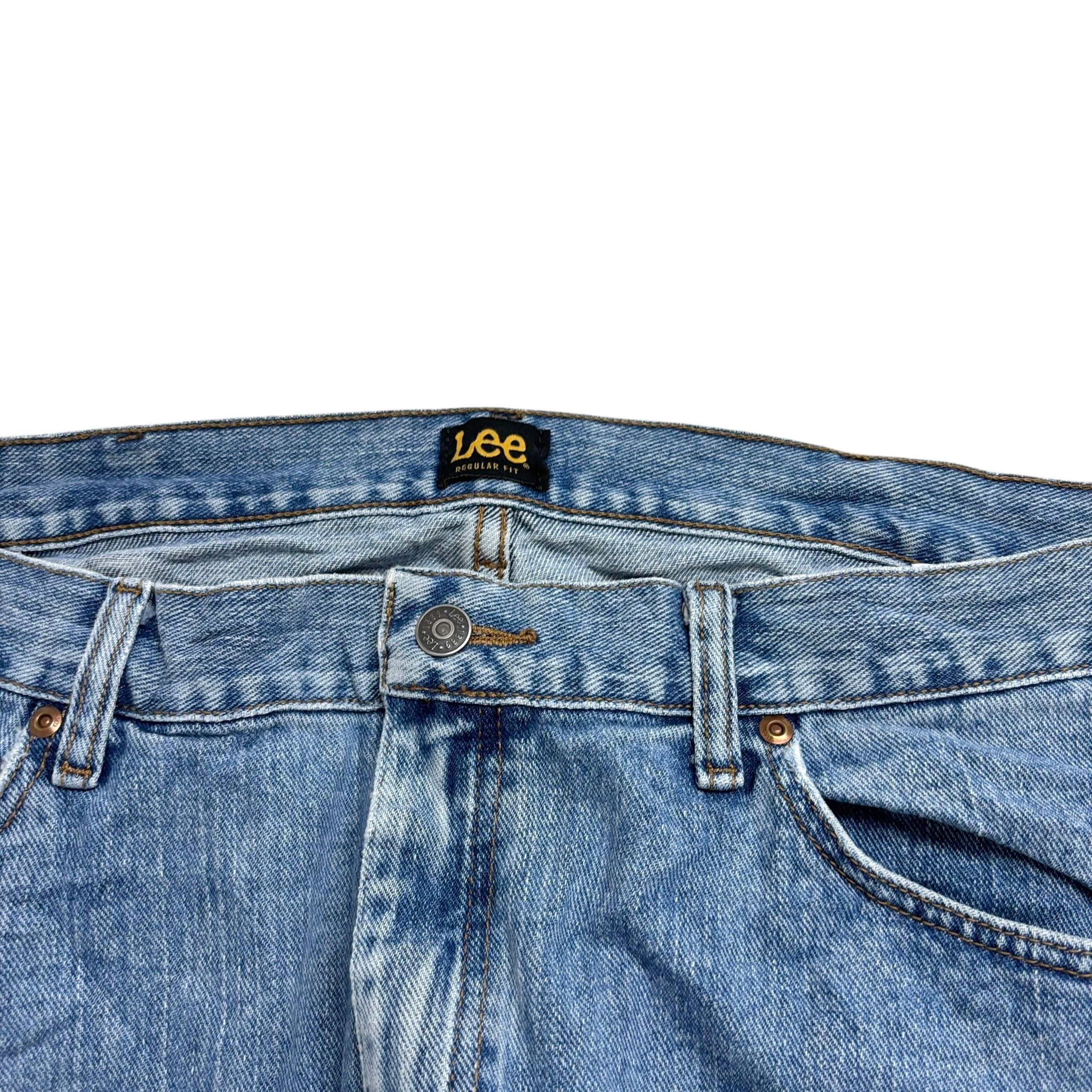 Lee Jeans W40 L32 Mens Regular Straight Fit Mid Blue Denim