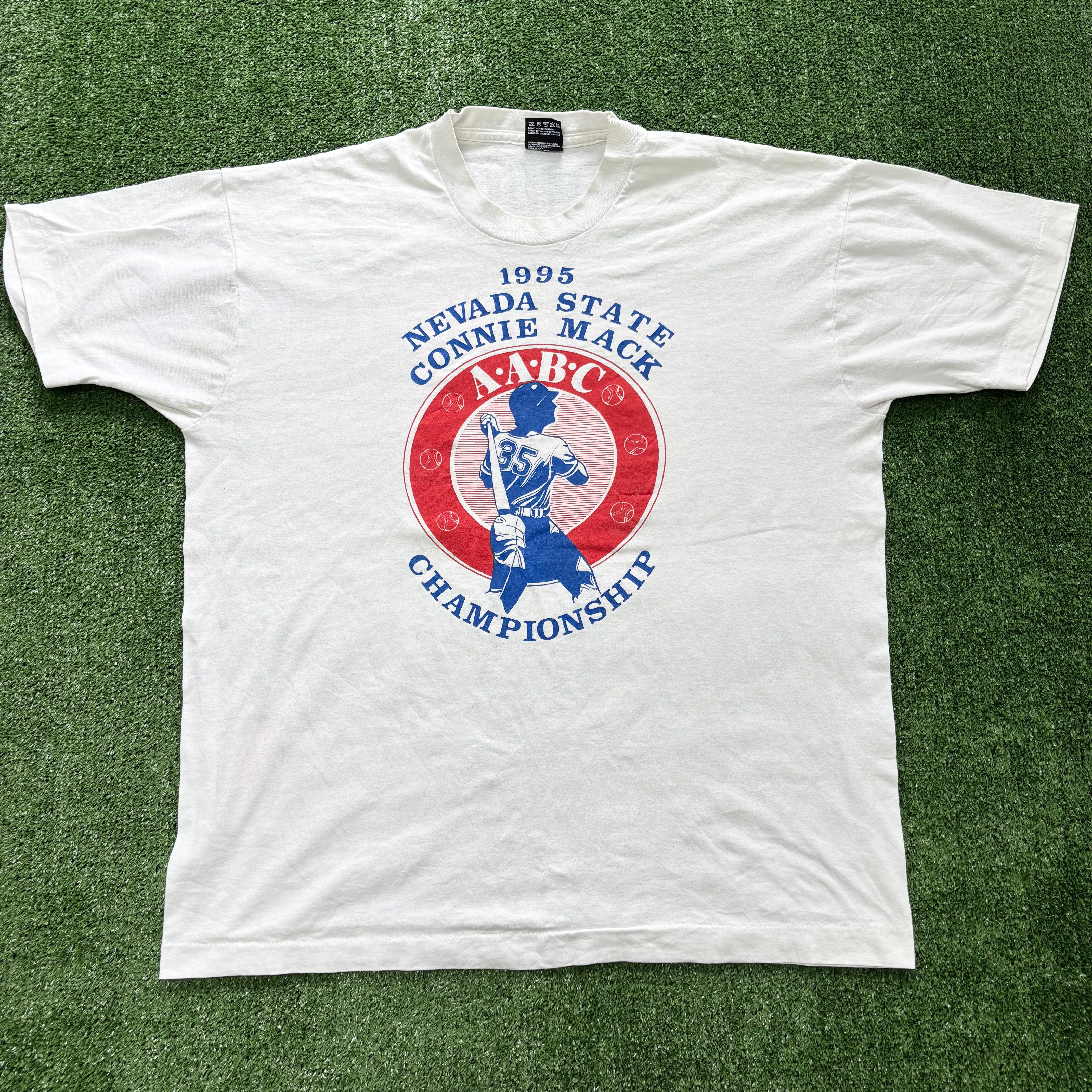 Vintage T Shirt Mens XL White Single Stitch Graphic Print 90s Baseball (F)