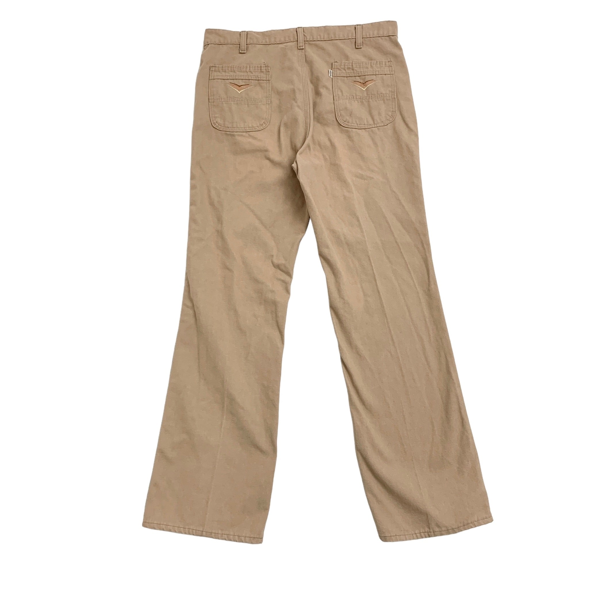 Levis Trousers W34 L32 Mens Beige Tan Relaxed Flared Cotton Pants