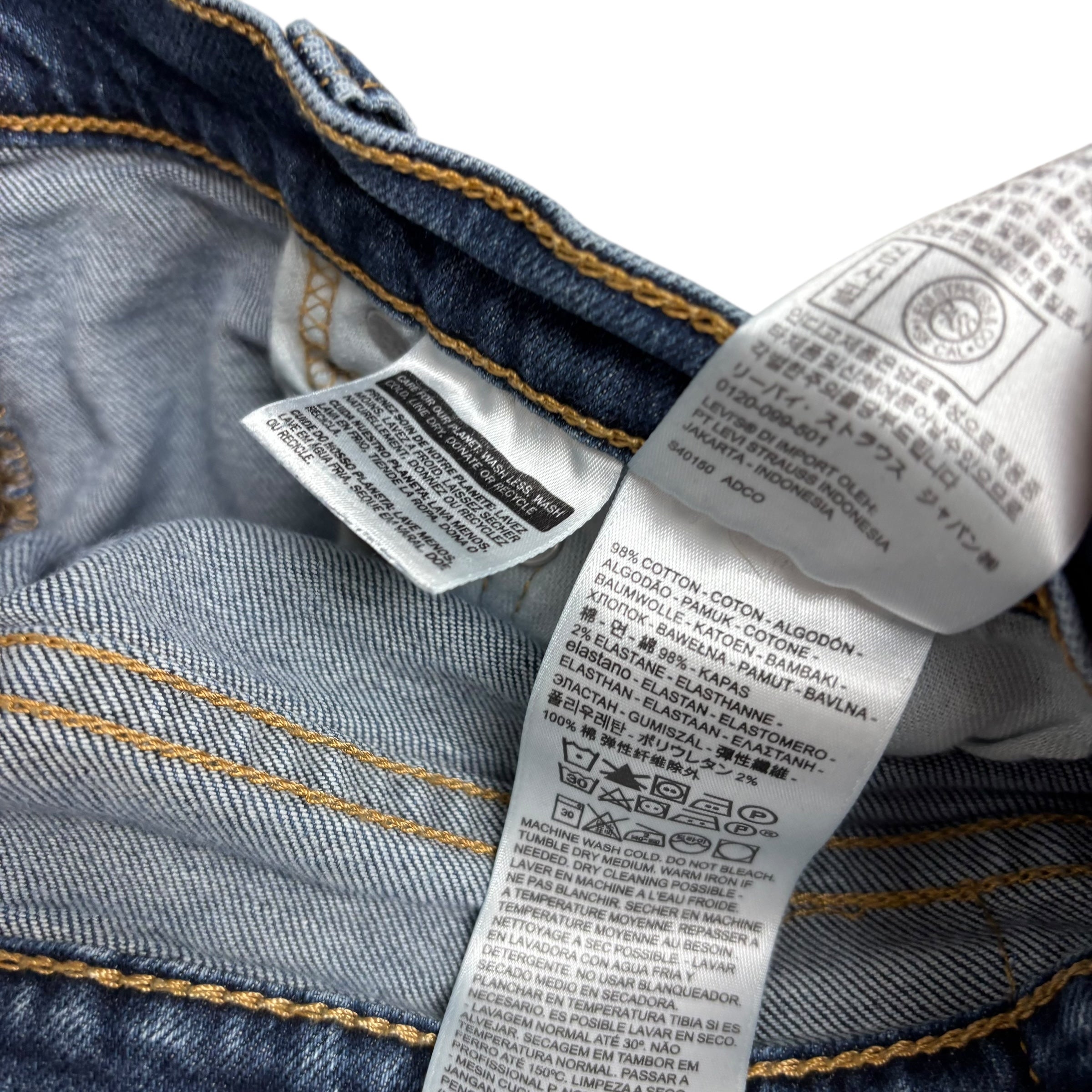 Levis 505 Jeans W36 L31 Mens Dark Blue Regular Straight Fit Stretch Denim (F)