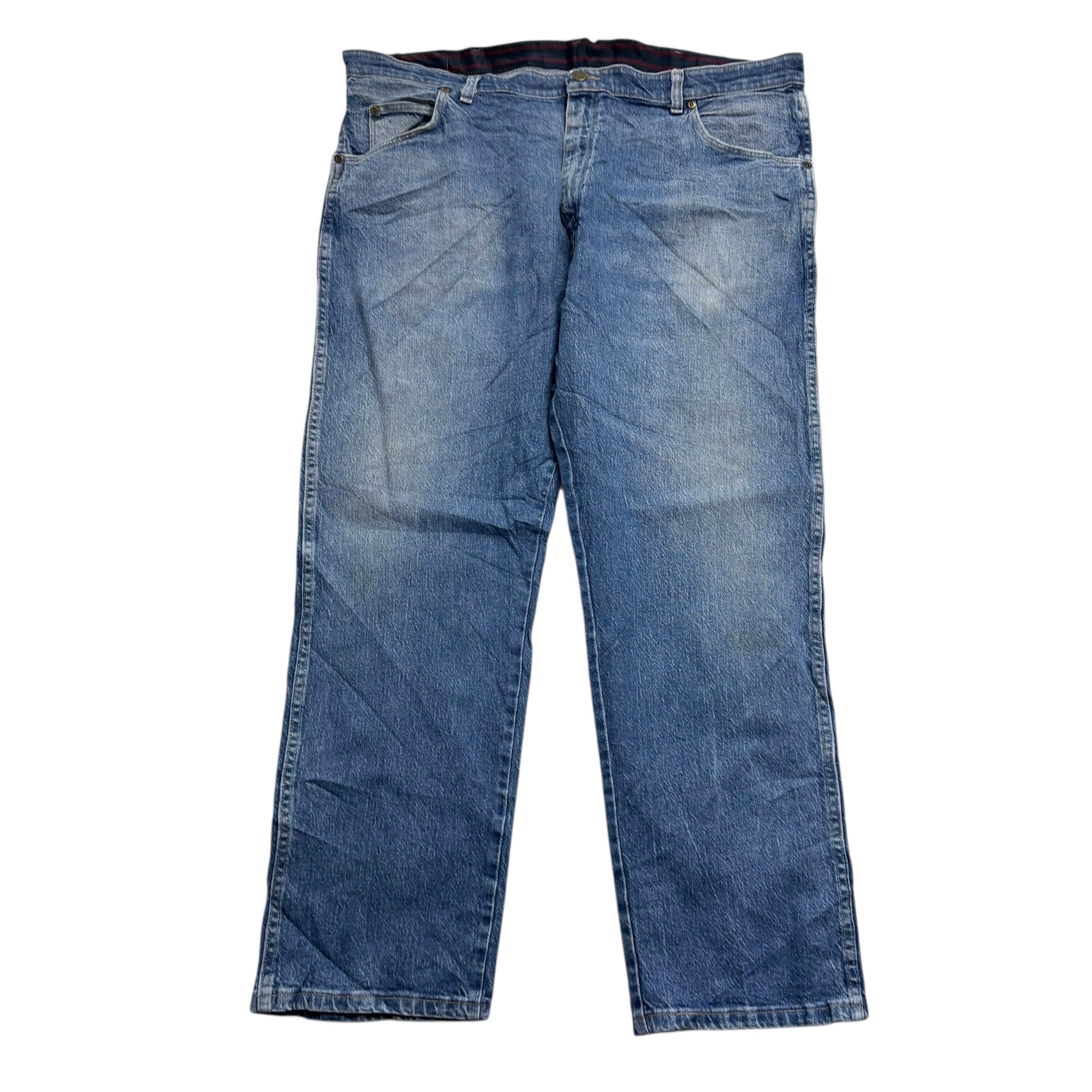 Wrangler Jeans W40 L29 Mens Mid Blue Regular Straight Fit Stretch Denim