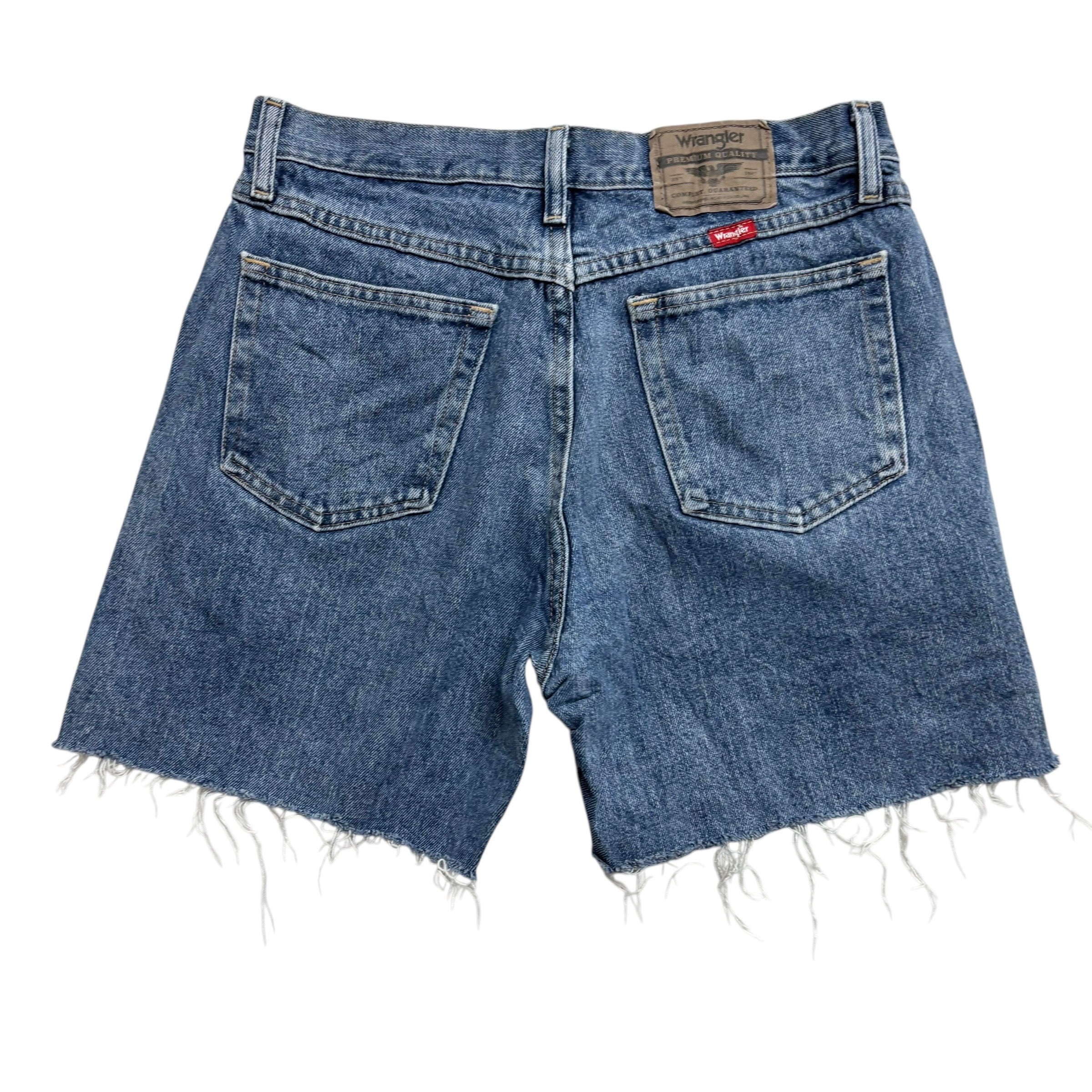 Wrangler Denim Shorts W30 Mens Mid Blue Cut Off 5in Regular Fit