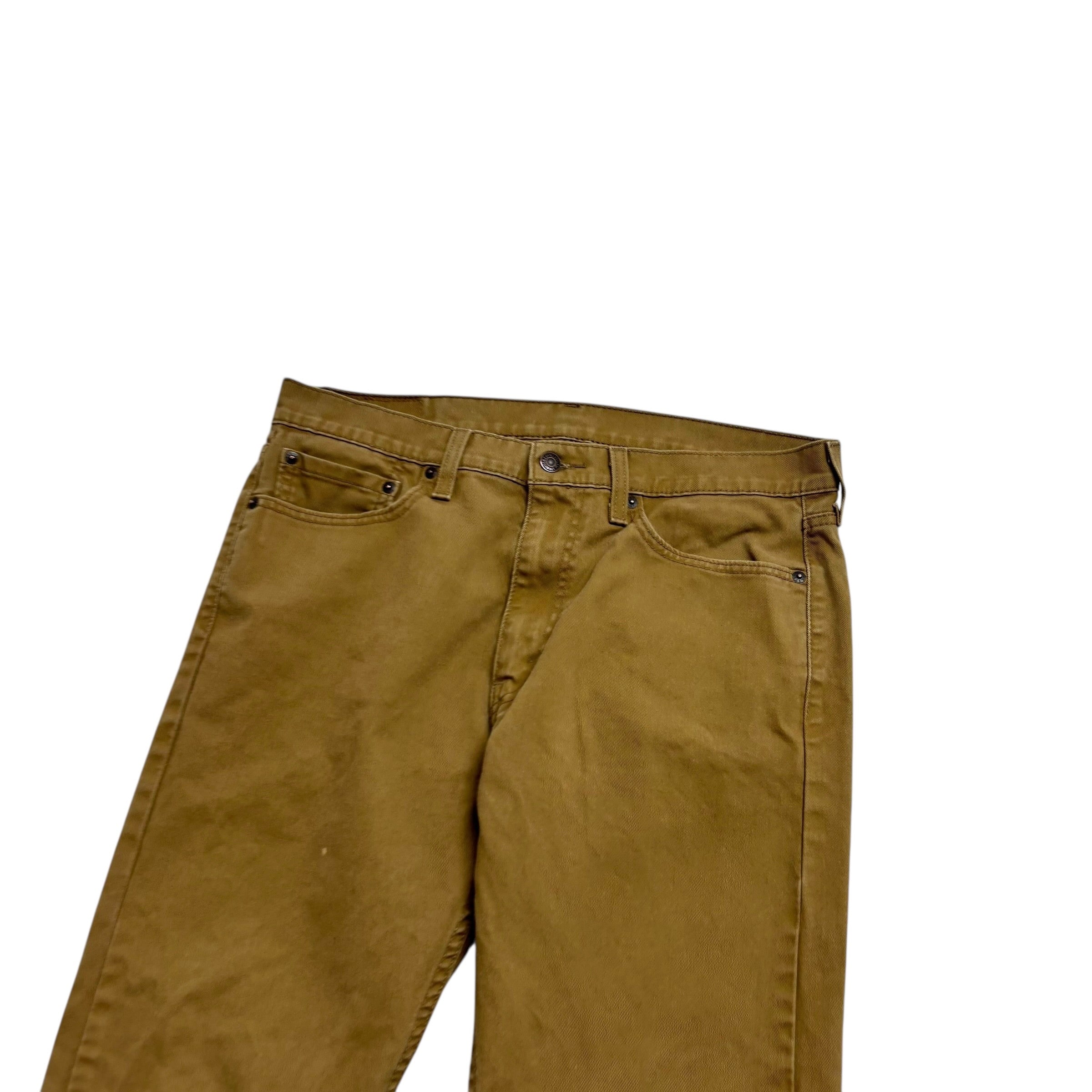 Levis 513 Jeans W34 L29 Mens Tan Slim Straight Fit Stretch Denim