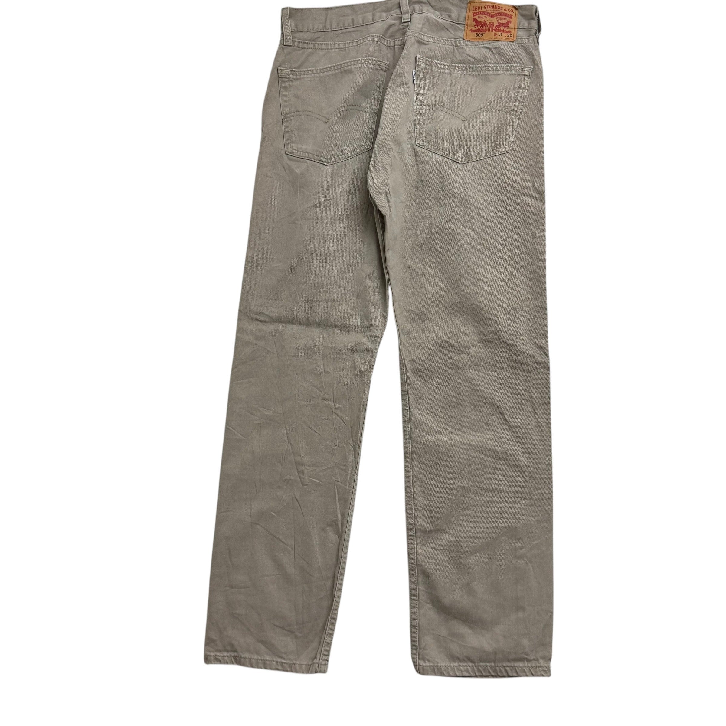Levis 505 Trousers W31 L30 Mens Beige Regular Straight Fit Cotton Pants (E)