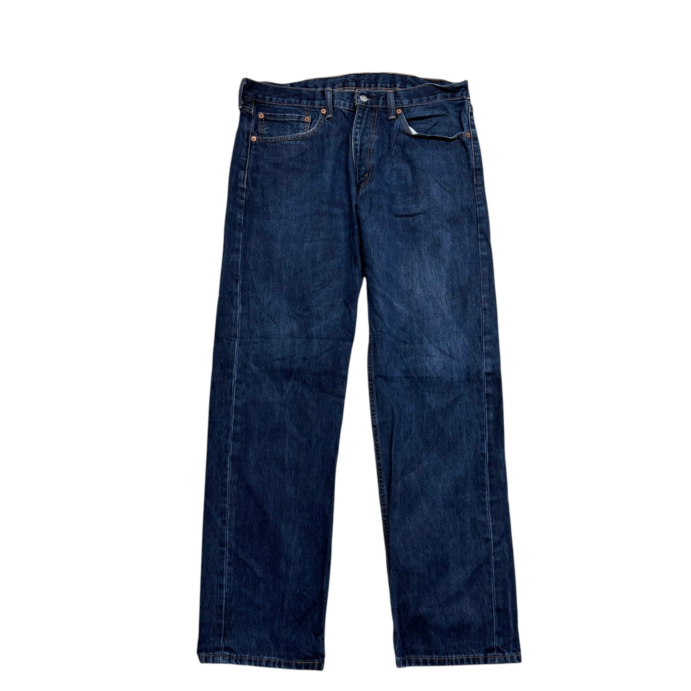 Levis 505 Jeans W36 L32 Mens Dark Blue Regular Straight Fit Denim (E)