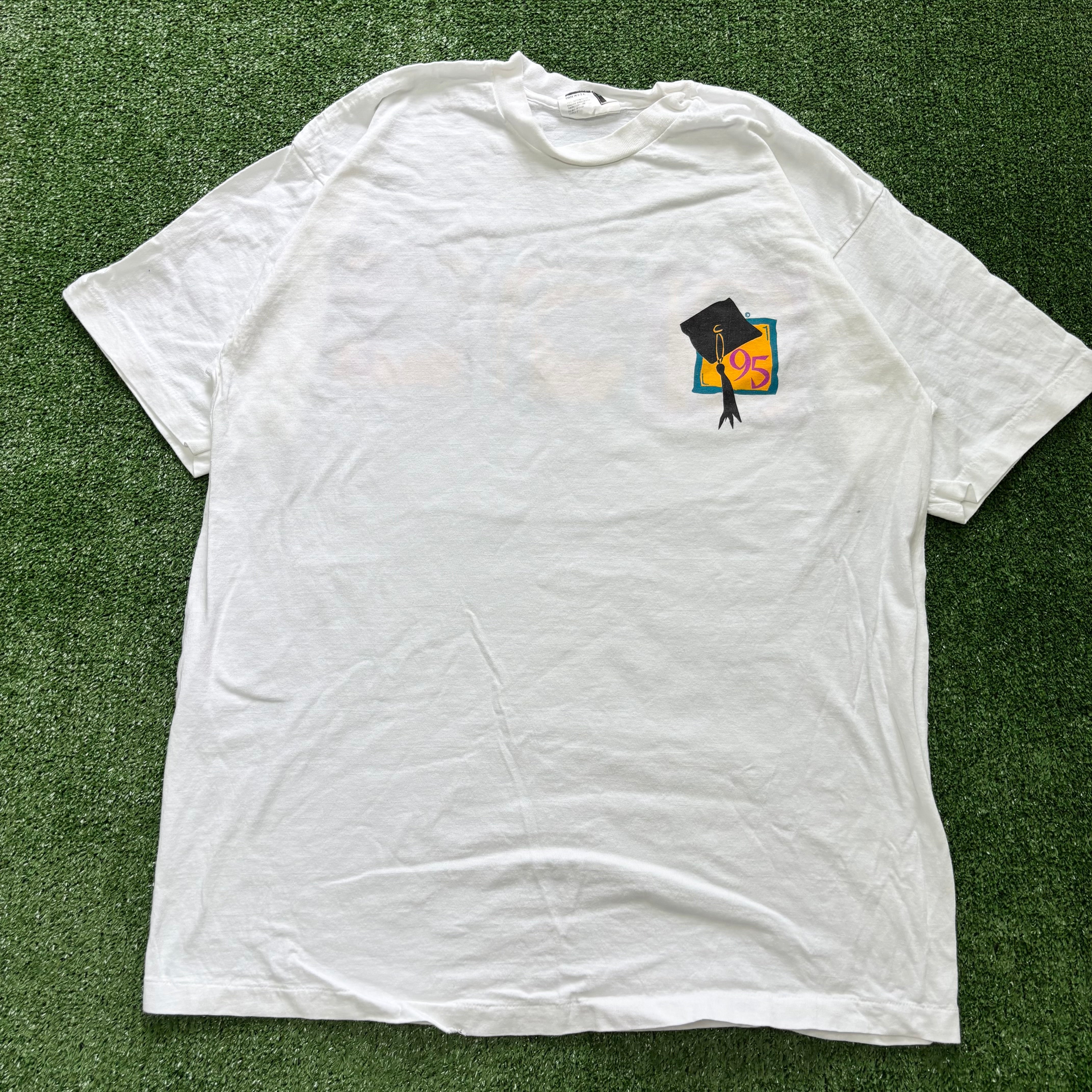 Vintage T Shirt Mens XL White Single Stitch Graphic Print 90s USA (E)